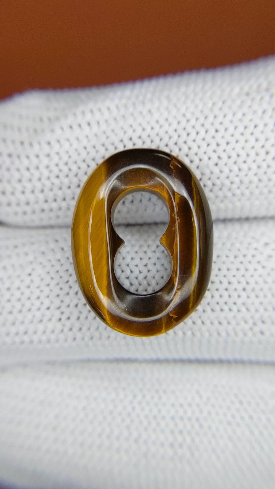 10.34 Ct. Cabochon Tiger's Eye from Ceylon (Sri Lanka) Size Video