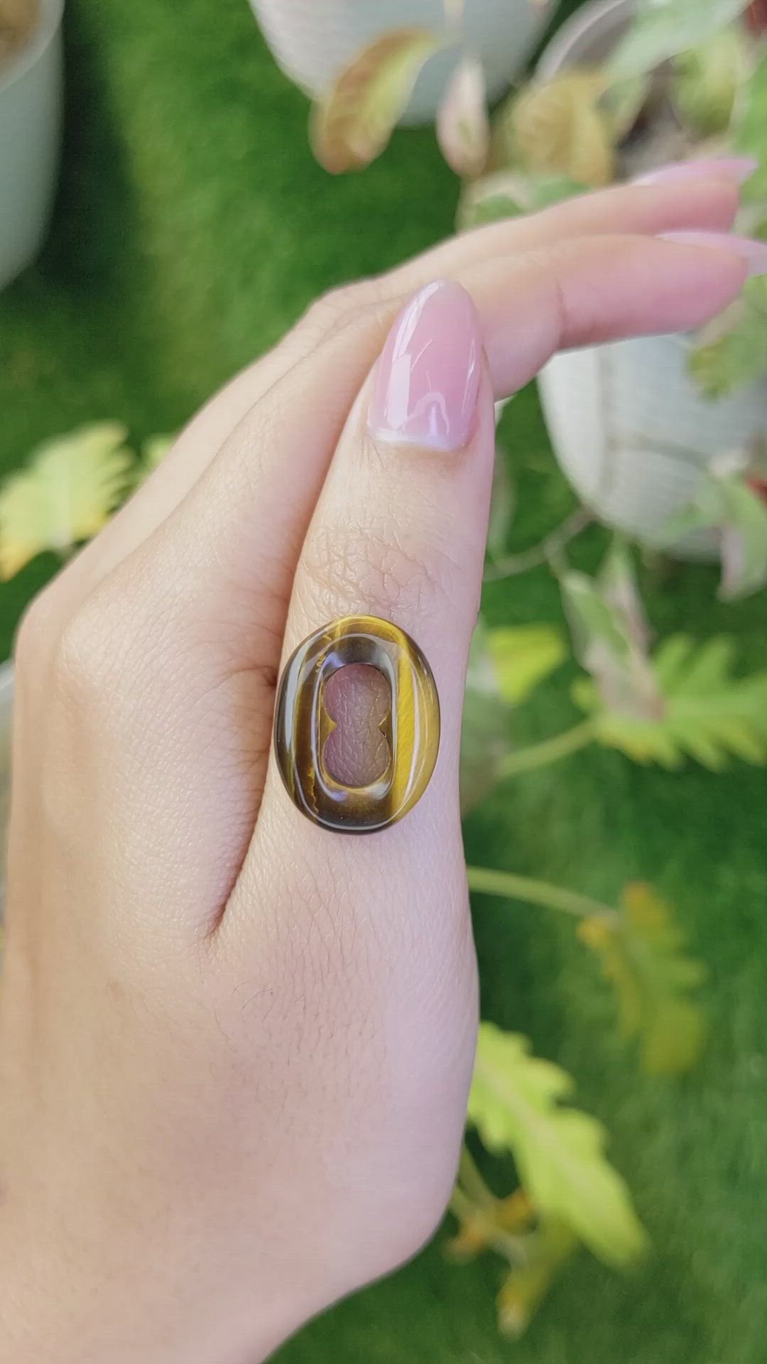 10.34 Ct. Cabochon Tiger's Eye from Ceylon (Sri Lanka) Size Video