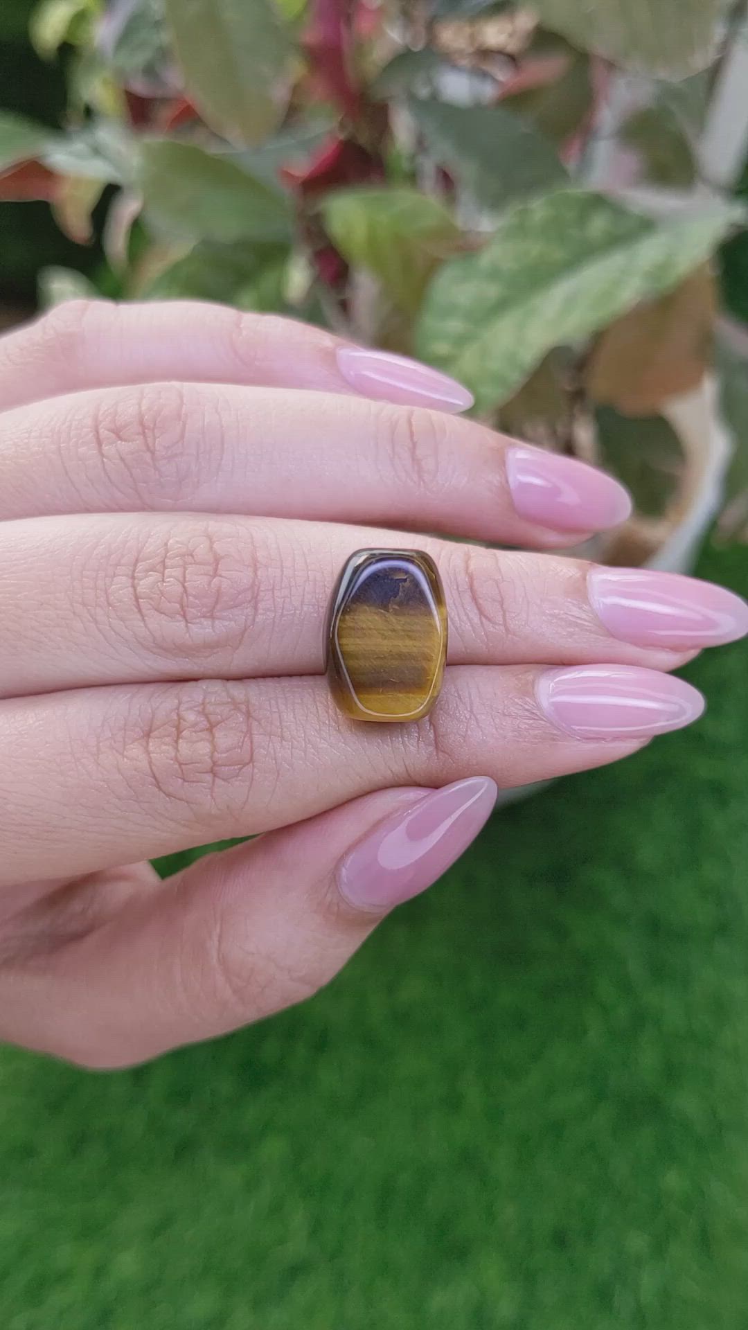 13.37 Ct. Cabochon Tiger's Eye from Ceylon (Sri Lanka) Size Video