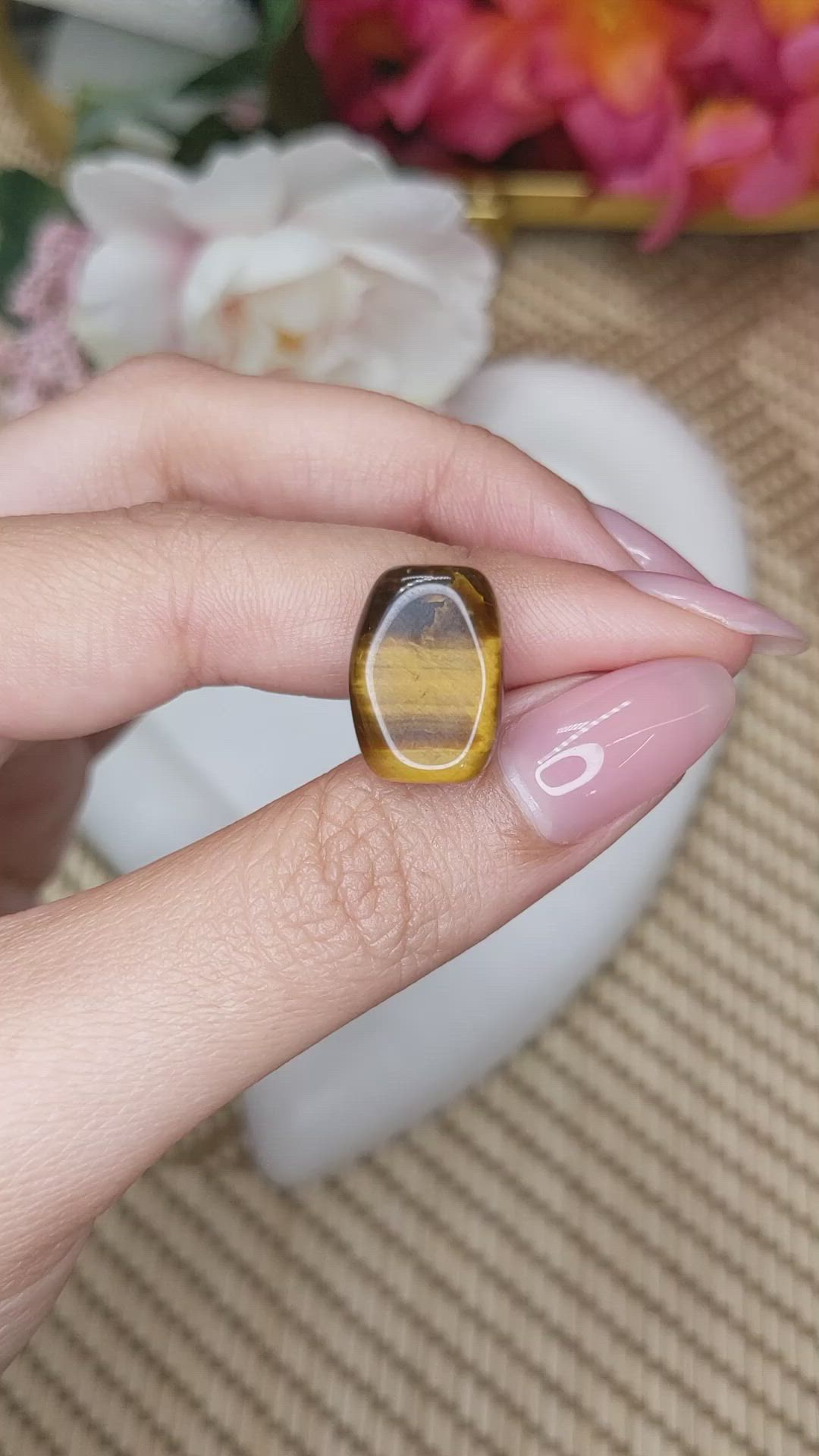 13.37 Ct. Cabochon Tiger's Eye from Ceylon (Sri Lanka) Size Video