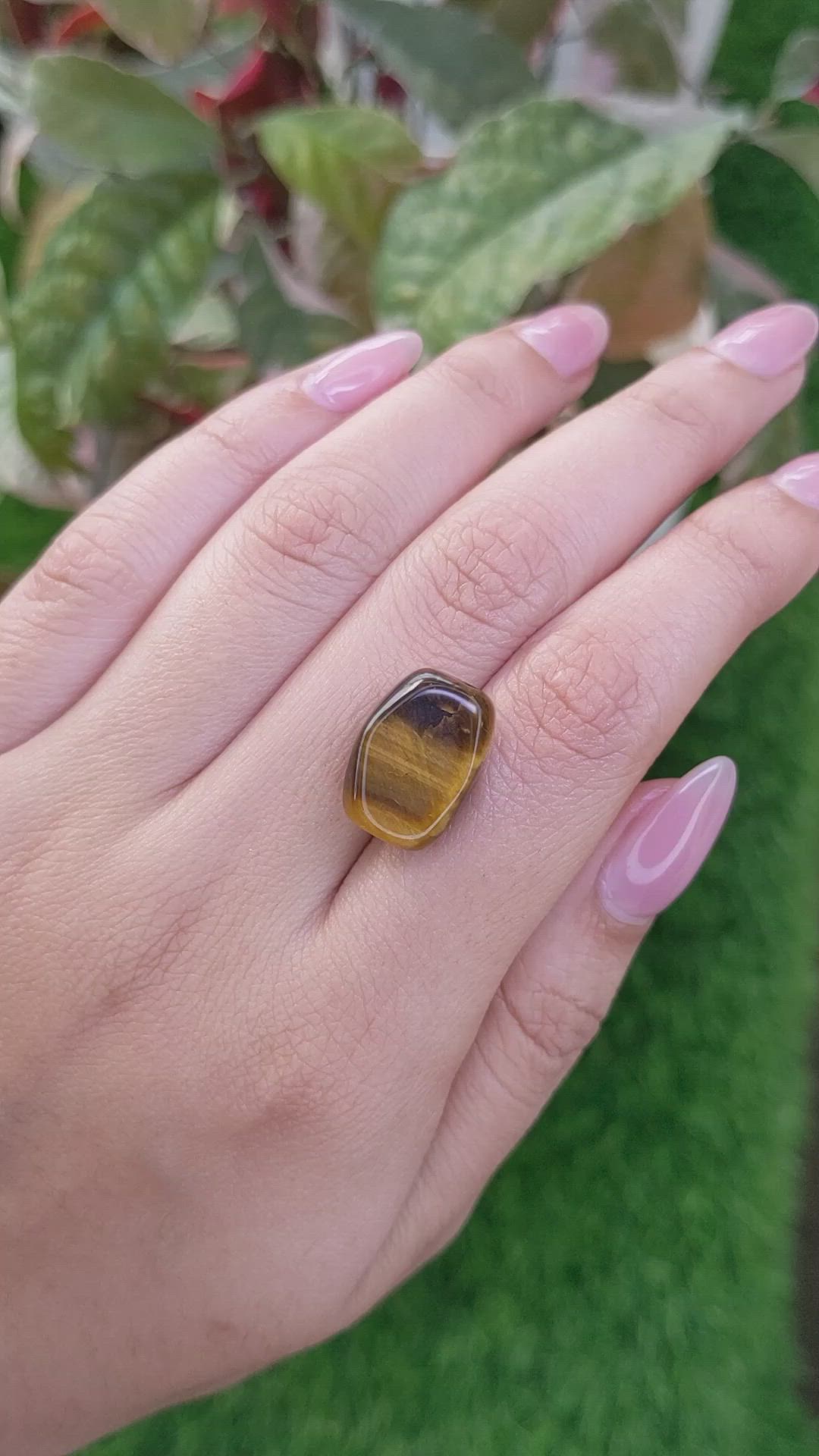13.37 Ct. Cabochon Tiger's Eye from Ceylon (Sri Lanka) Size Video