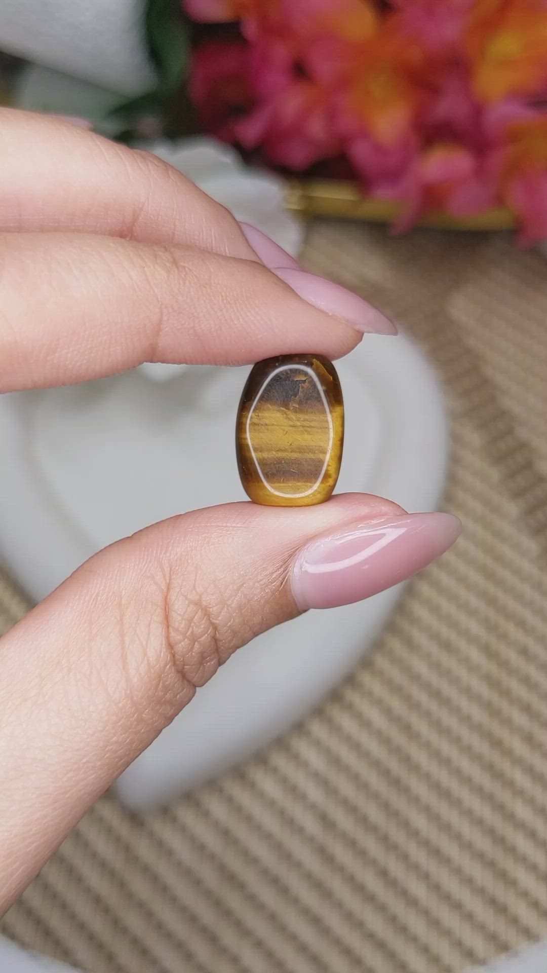13.37 Ct. Cabochon Tiger's Eye from Ceylon (Sri Lanka) Size Video