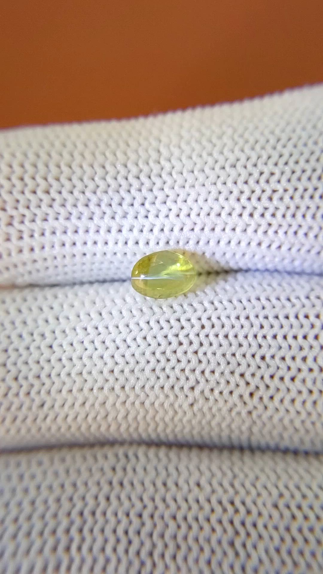1.04 Ct. Greenish Yellow Cabochon Chrysoberyl from Ceylon (Sri Lanka) Size Video