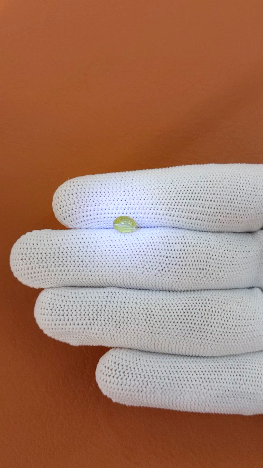 1.04 Ct. Greenish Yellow Cabochon Chrysoberyl from Ceylon (Sri Lanka) Size Video