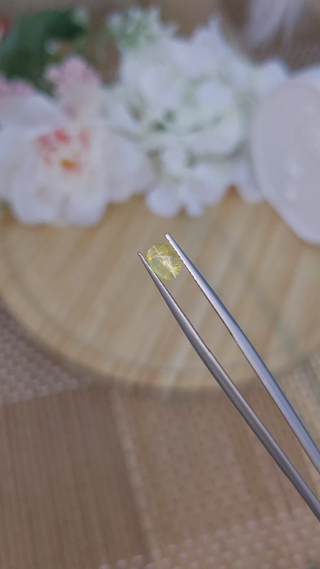 1.04 Ct. Greenish Yellow Cabochon Chrysoberyl from Ceylon (Sri Lanka) Size Video