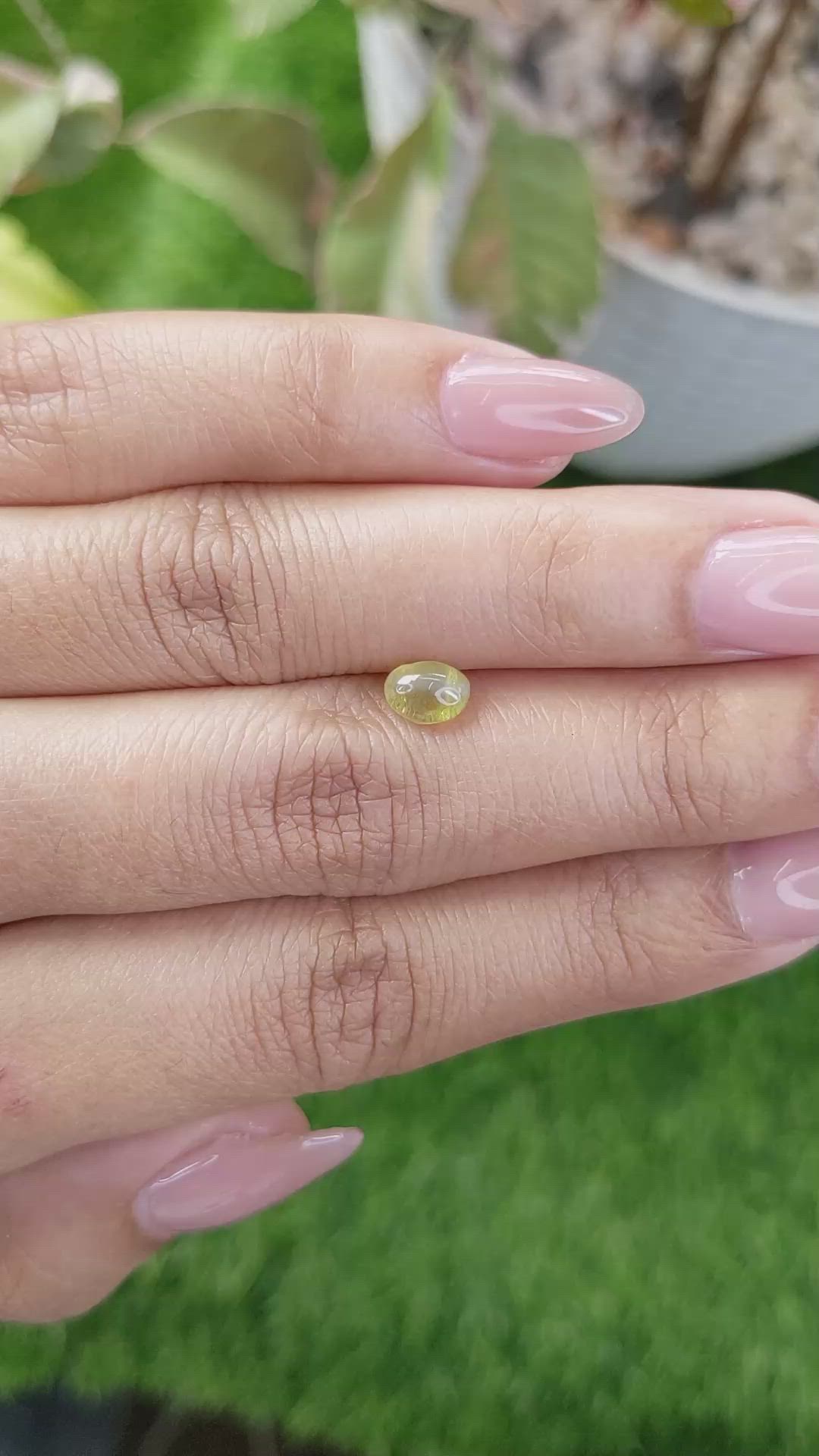 1.04 Ct. Greenish Yellow Cabochon Chrysoberyl from Ceylon (Sri Lanka) Size Video