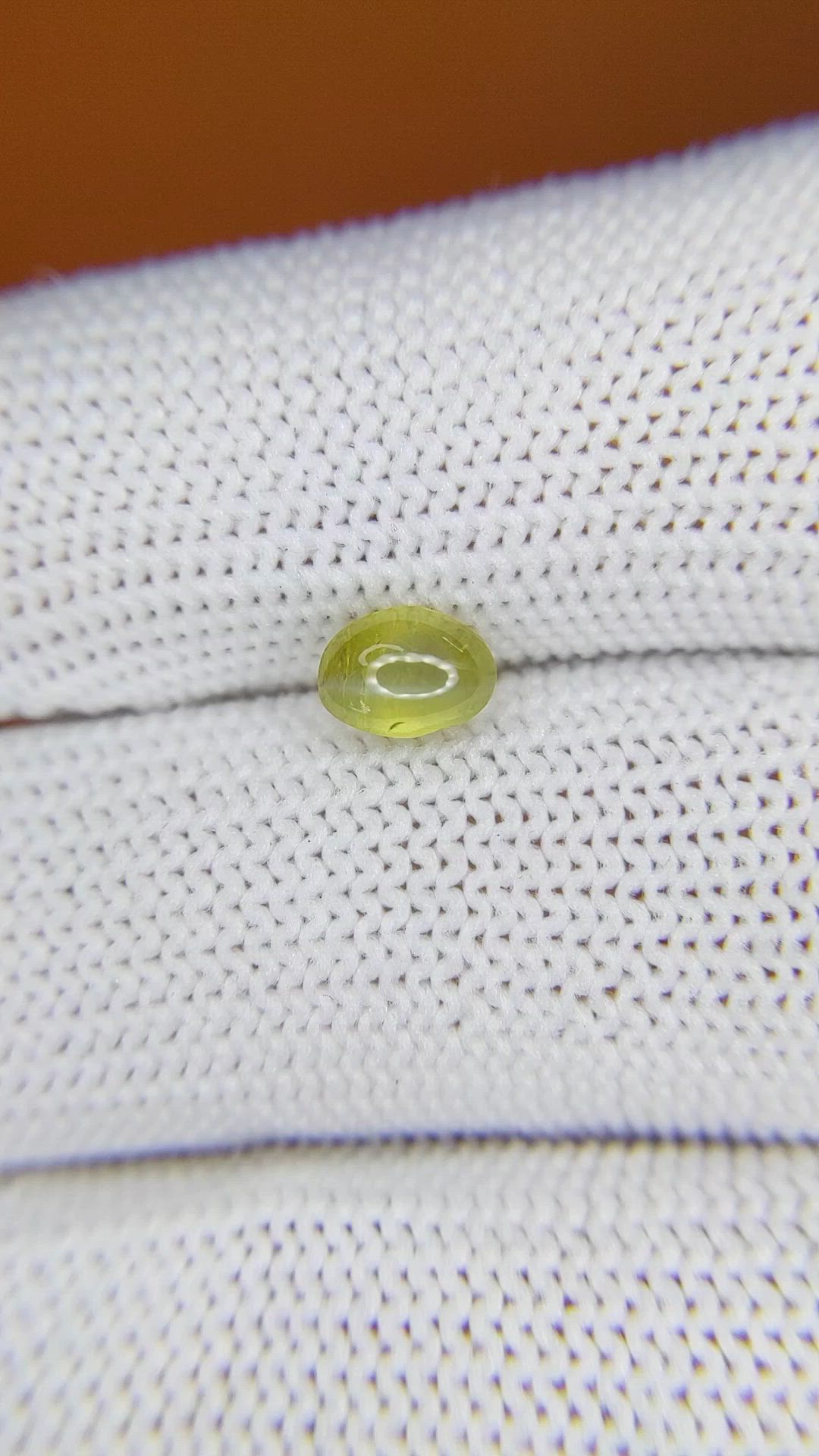 1.04 Ct. Greenish Yellow Cabochon Chrysoberyl from Ceylon (Sri Lanka) Size Video