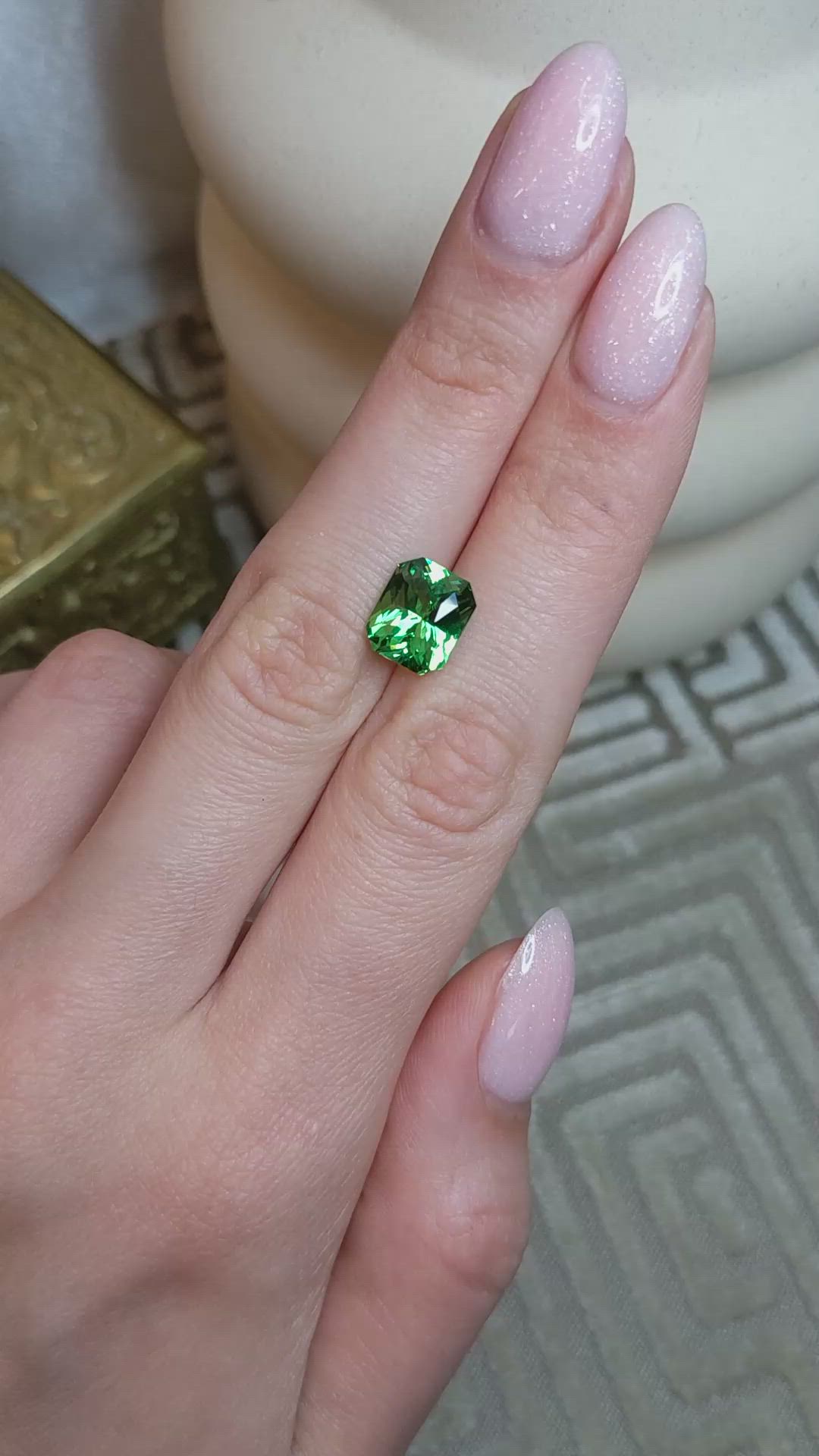 4.05 Ct. Tsavorite Garnet from Madagascar Size Video