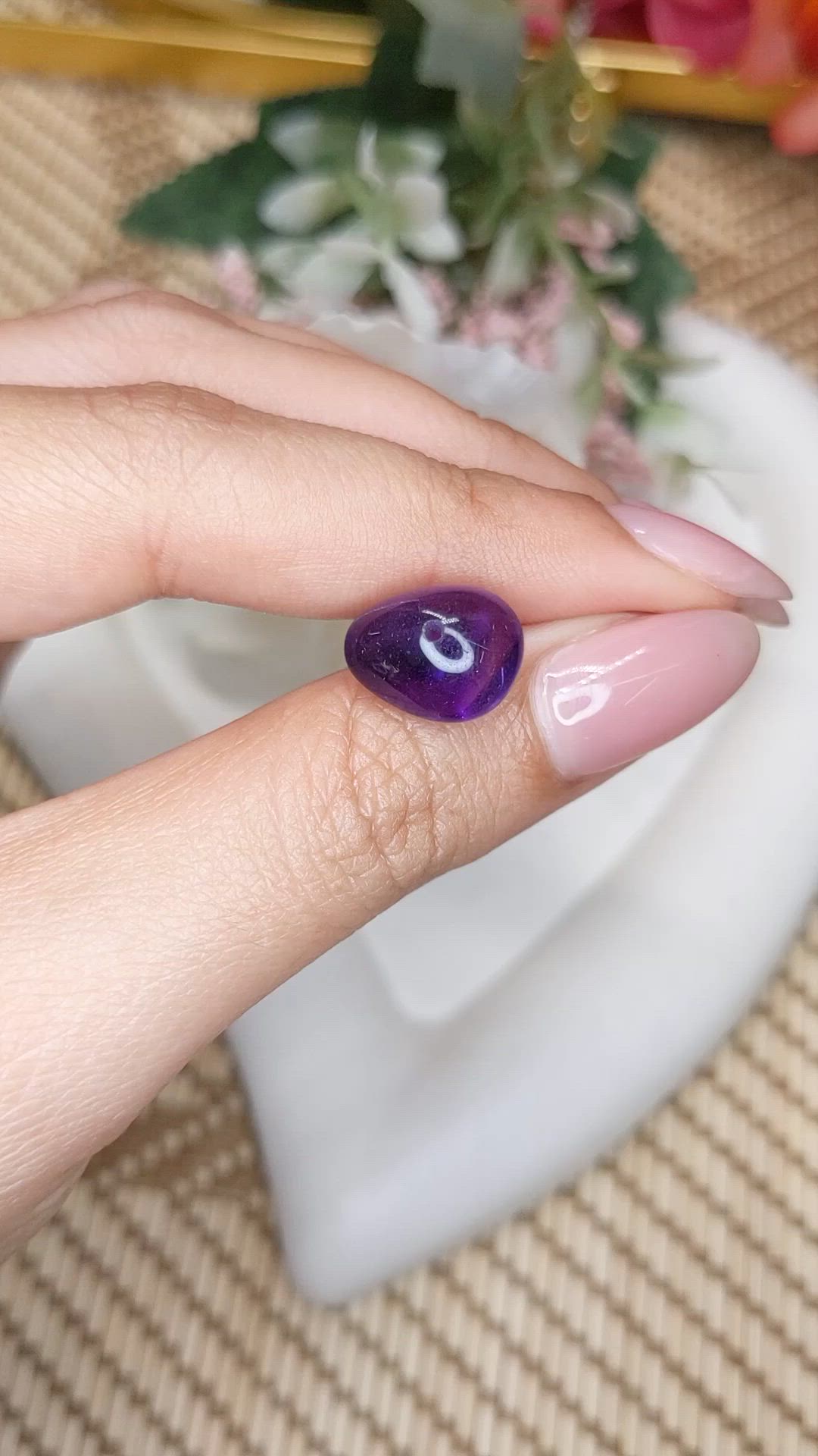 6.19 Ct. Purple Cabochon Amethyst from Ceylon (Sri Lanka) Size Video