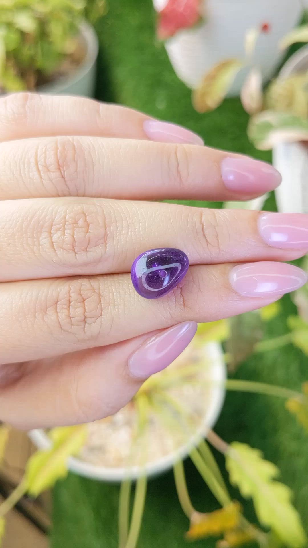 6.19 Ct. Purple Cabochon Amethyst from Ceylon (Sri Lanka) Size Video