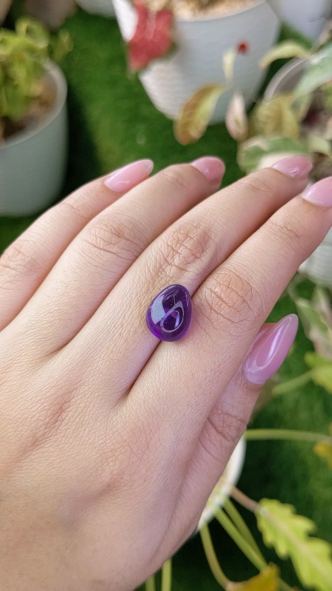 6.19 Ct. Purple Cabochon Amethyst from Ceylon (Sri Lanka) Size Video