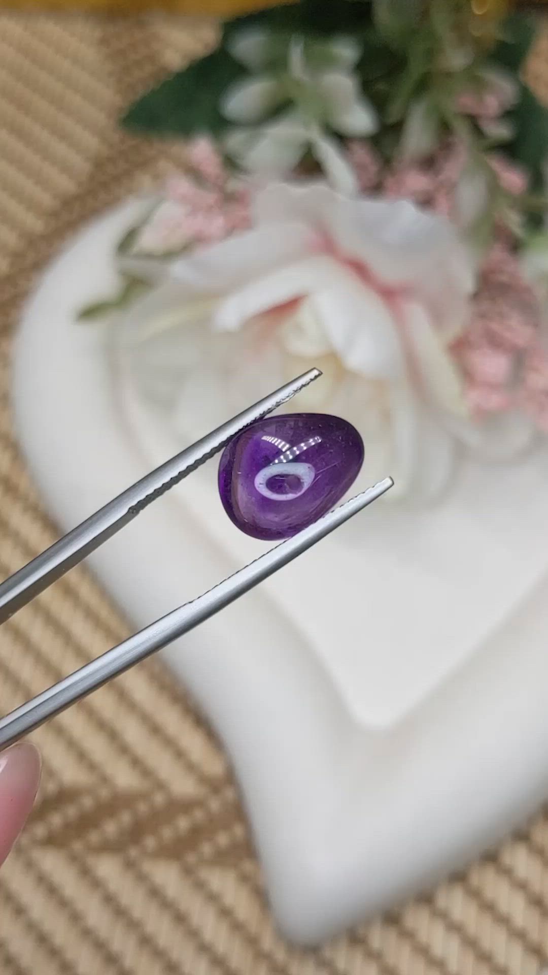 6.19 Ct. Purple Cabochon Amethyst from Ceylon (Sri Lanka) Size Video