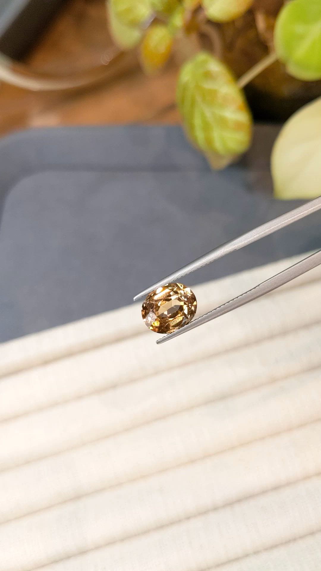 3.26 Ct. Golden Brown Garnet from South Africa Size Video