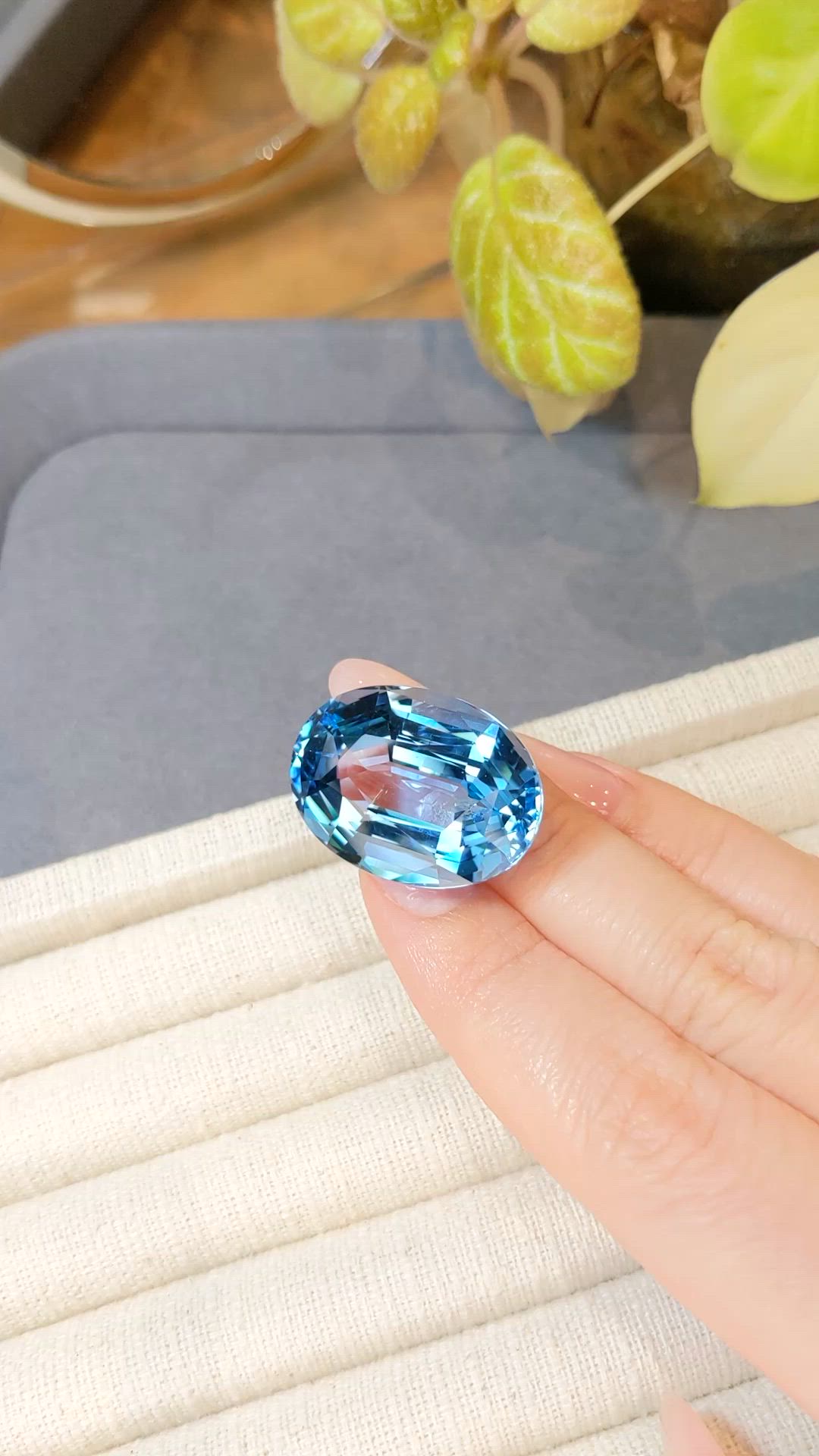 59.37 Ct. Swiss Blue Topaz from Brazil Size Video
