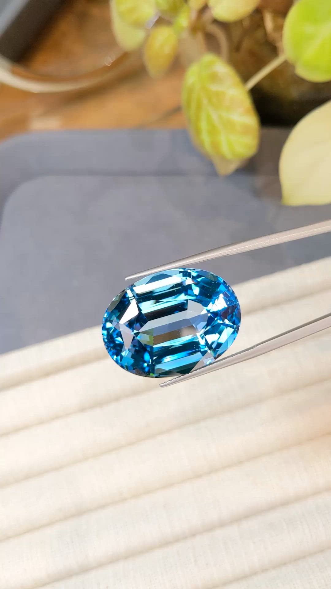 59.37 Ct. Swiss Blue Topaz from Brazil Size Video