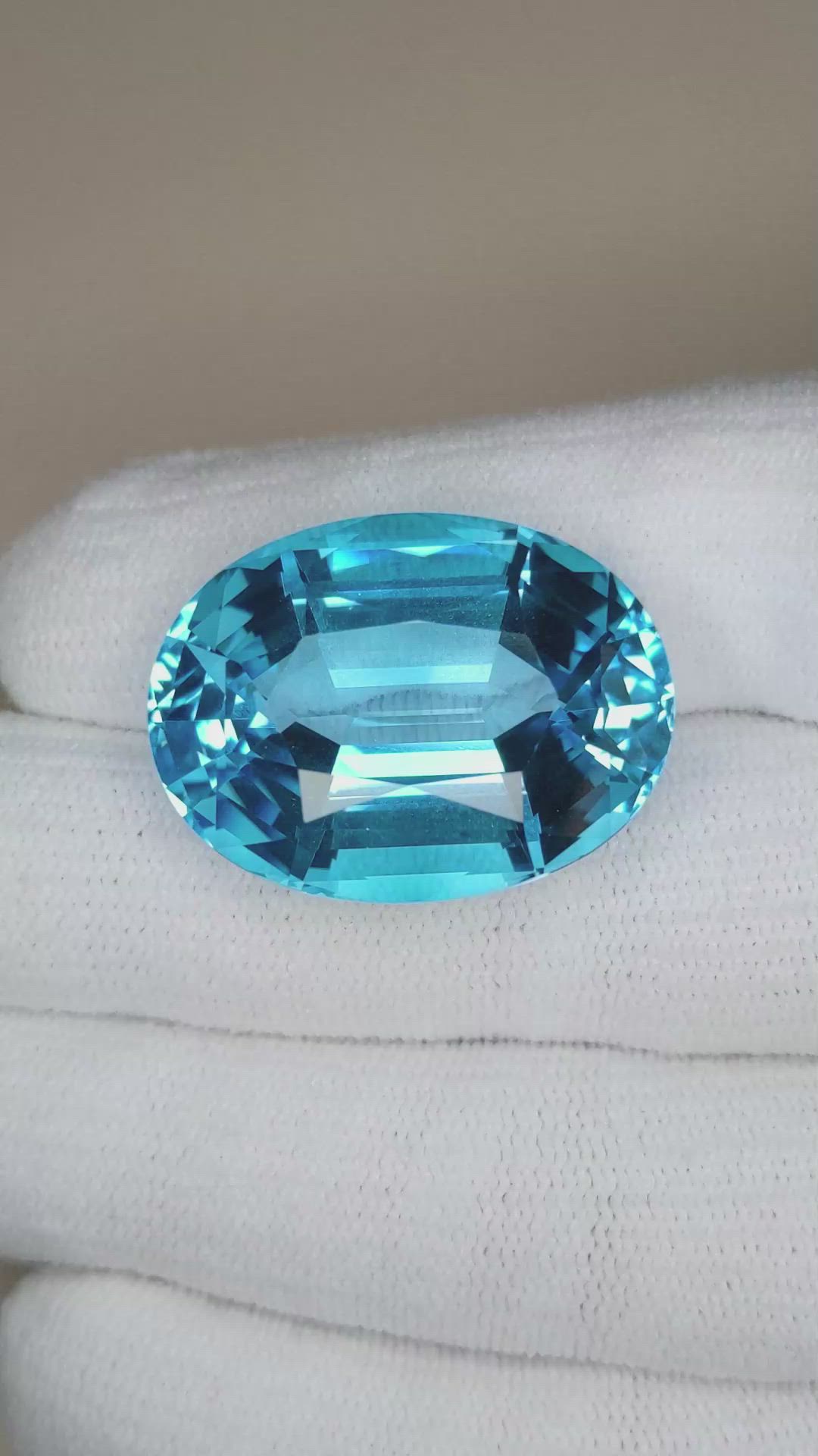 59.37 Ct. Swiss Blue Topaz from Brazil Size Video