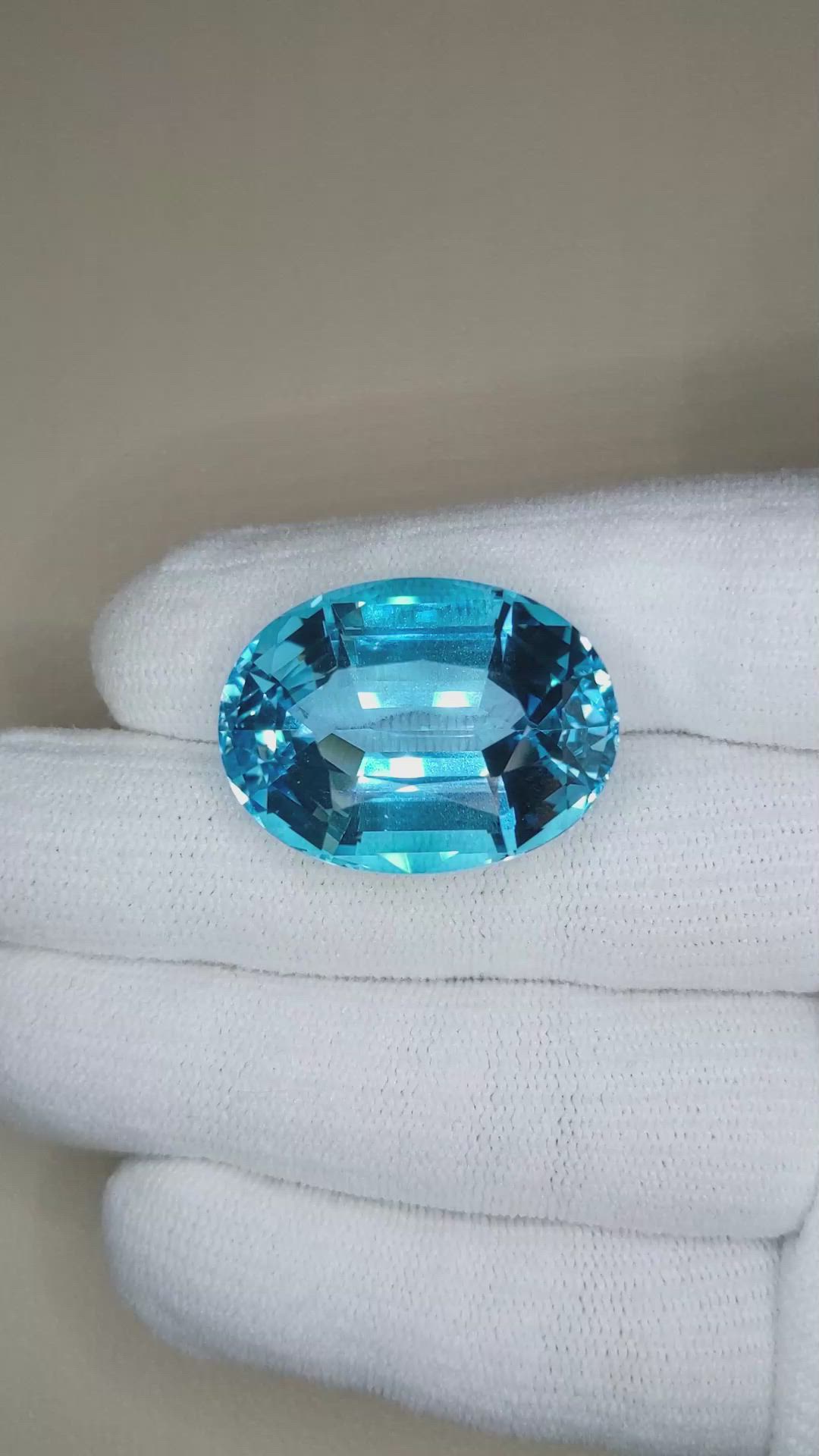 59.37 Ct. Swiss Blue Topaz from Brazil Size Video