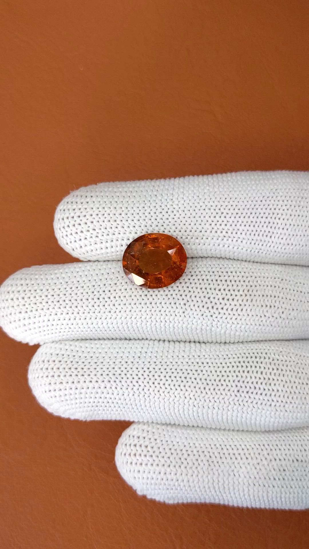 5.88 Ct. Reddish Orange Hessonite Garnet from Madagascar Size Video