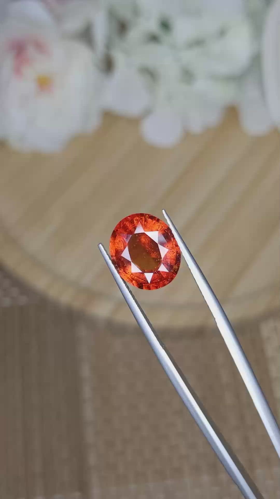 5.88 Ct. Reddish Orange Hessonite Garnet from Madagascar Size Video