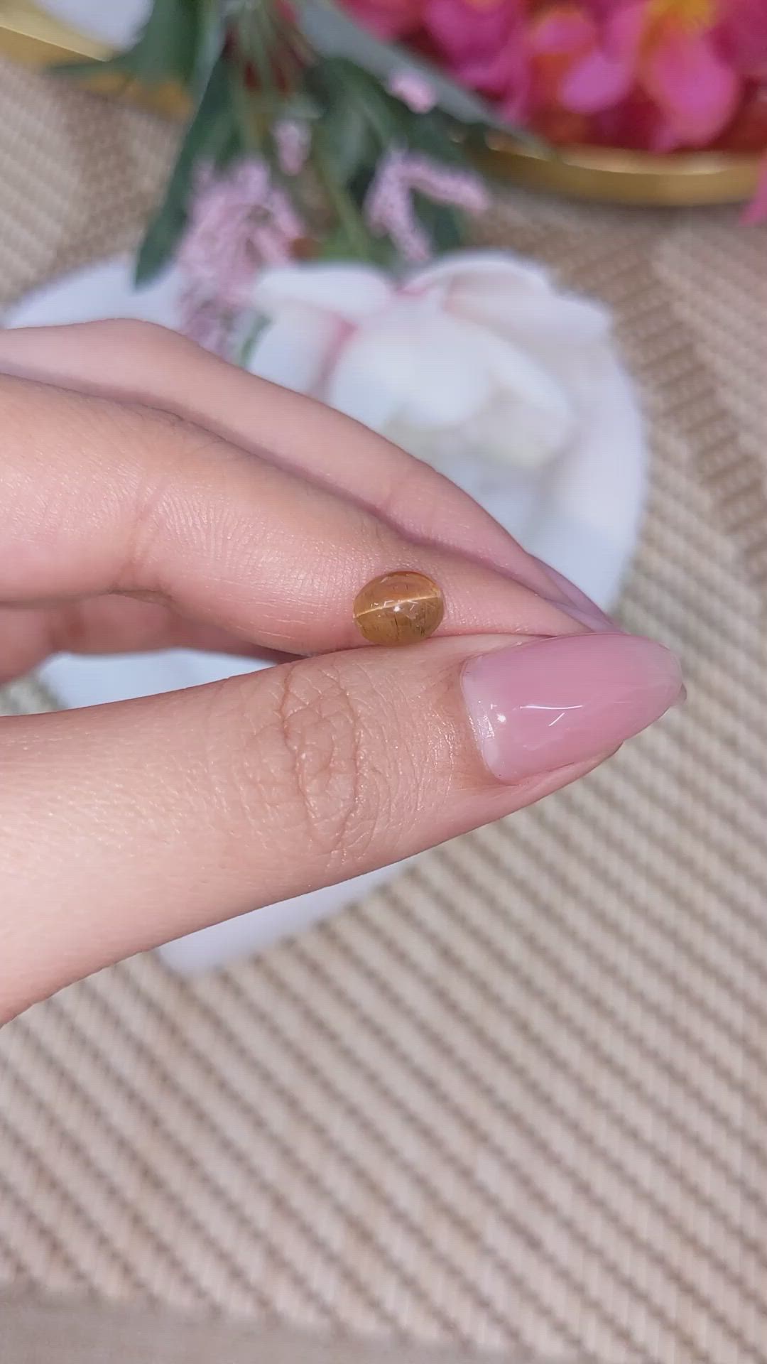 2.07 Ct. Yellowish Brown Cabochon Chrysoberyl from Ceylon (Sri Lanka) Size Video