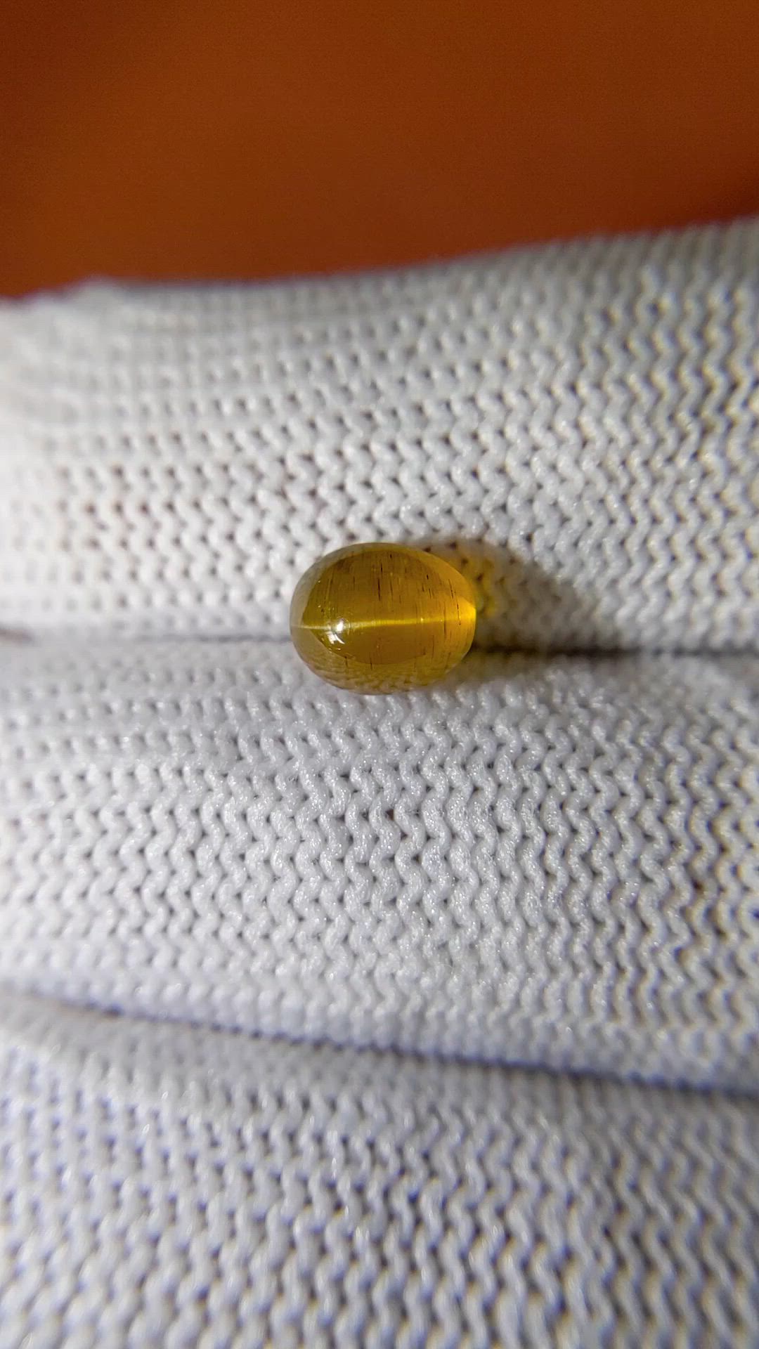2.07 Ct. Yellowish Brown Cabochon Chrysoberyl from Ceylon (Sri Lanka) Size Video