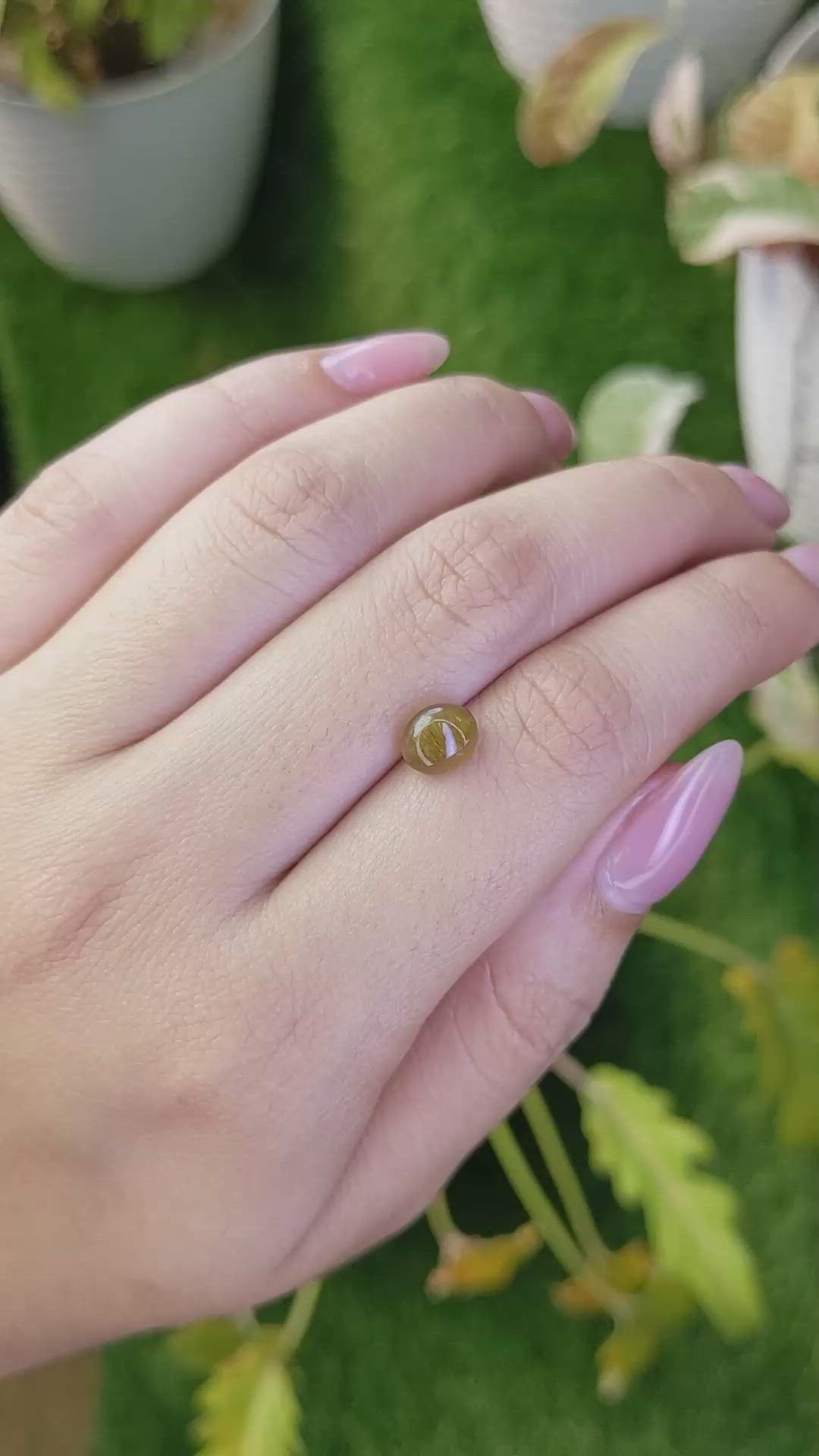 2.07 Ct. Yellowish Brown Cabochon Chrysoberyl from Ceylon (Sri Lanka) Size Video