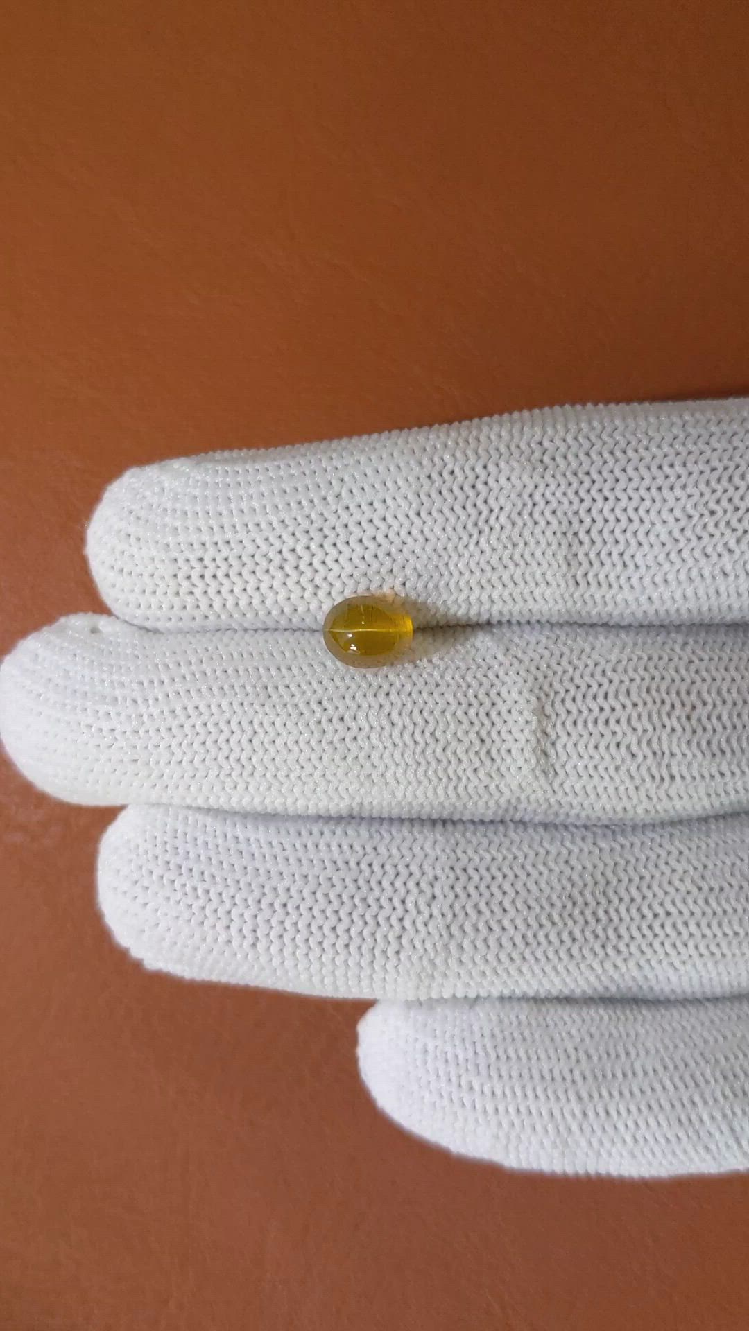 2.07 Ct. Yellowish Brown Cabochon Chrysoberyl from Ceylon (Sri Lanka) Size Video