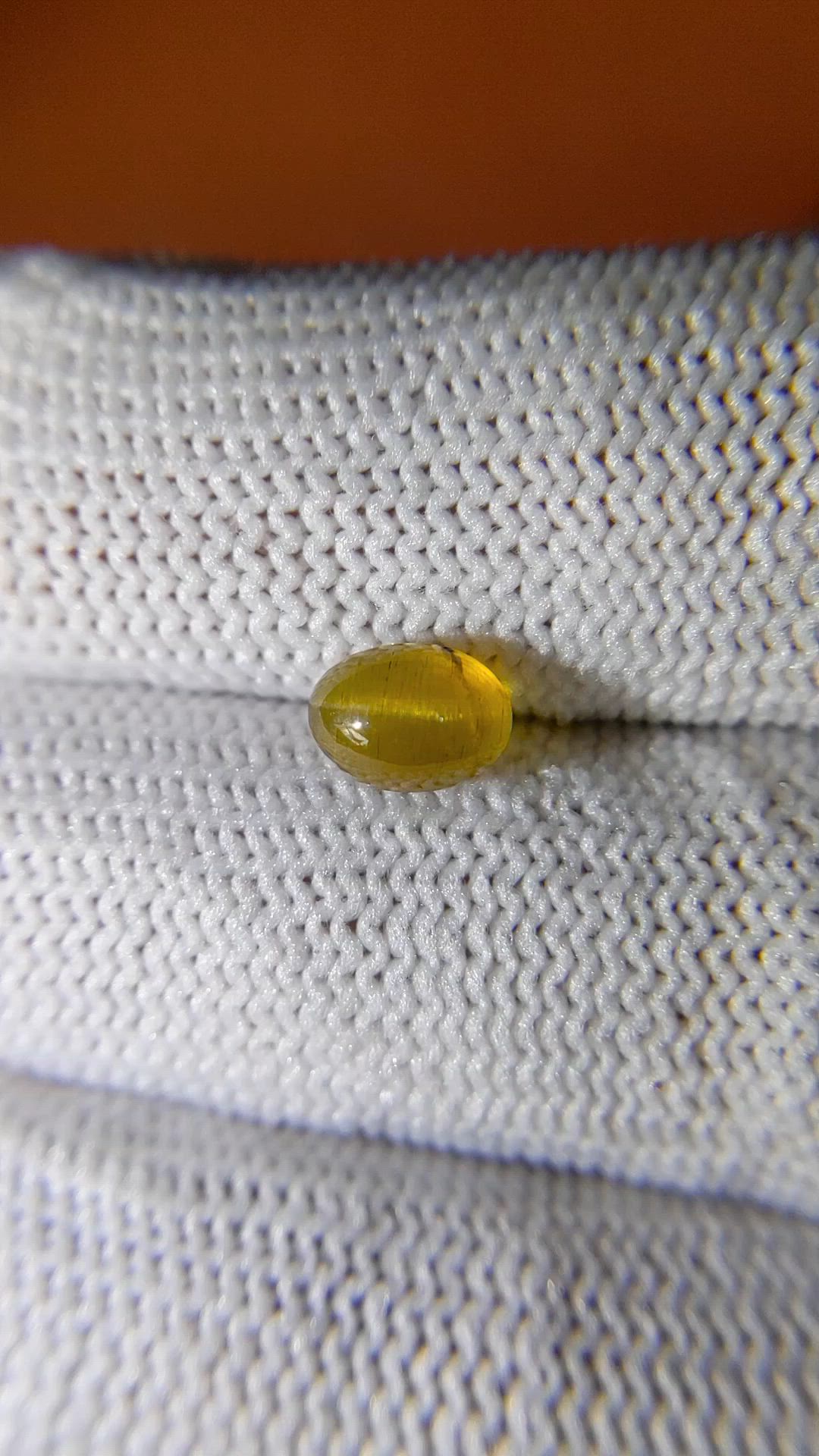 1.56 Ct. Greenish Yellow Cabochon Chrysoberyl from Ceylon (Sri Lanka) Size Video