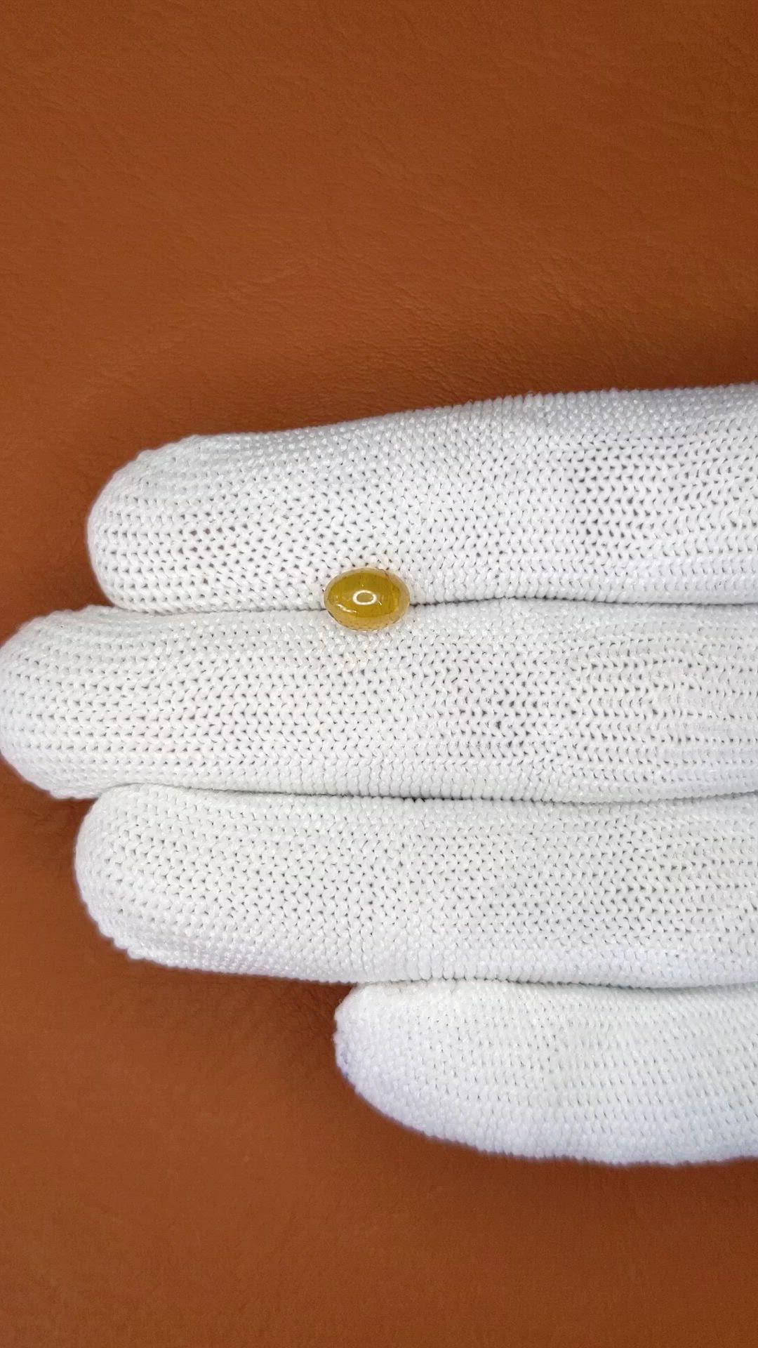 1.56 Ct. Greenish Yellow Cabochon Chrysoberyl from Ceylon (Sri Lanka) Size Video