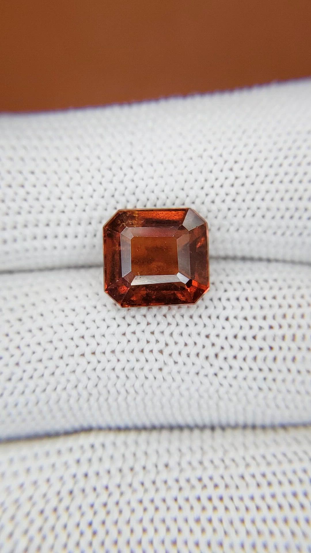 5.16 Ct. Reddish Orange Hessonite Garnet from Madagascar Size Video