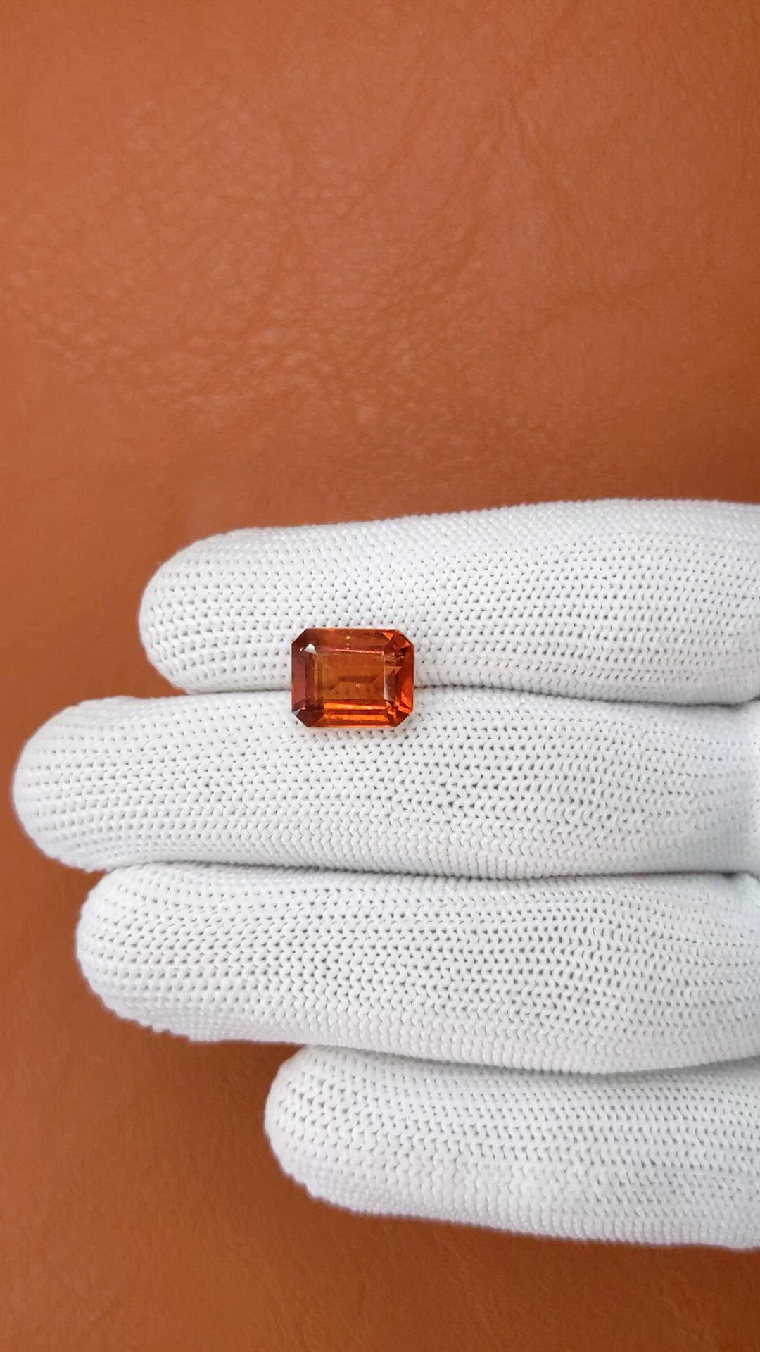 5.75 Ct. Orange Hessonite Garnet from Madagascar Size Video