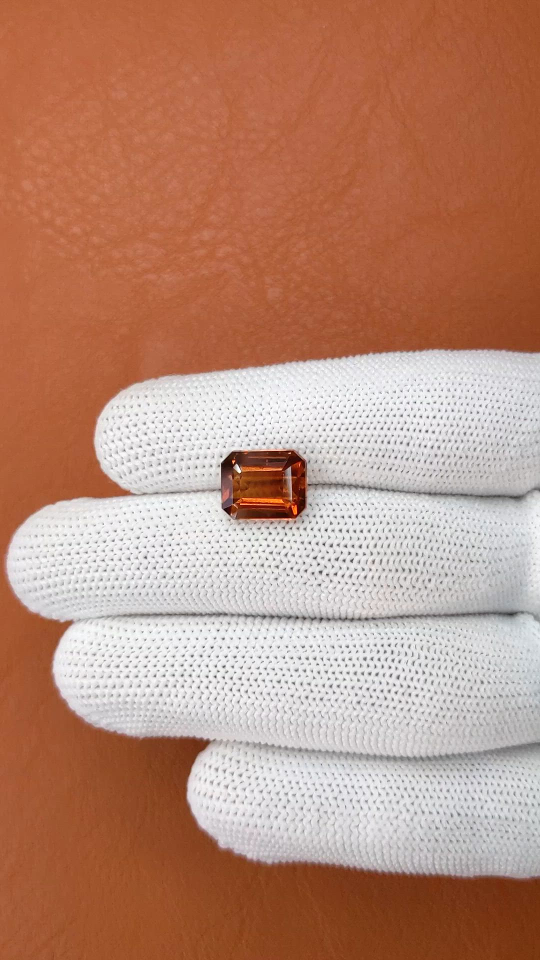 5.46 Ct. Reddish Orange Hessonite Garnet from Madagascar Size Video