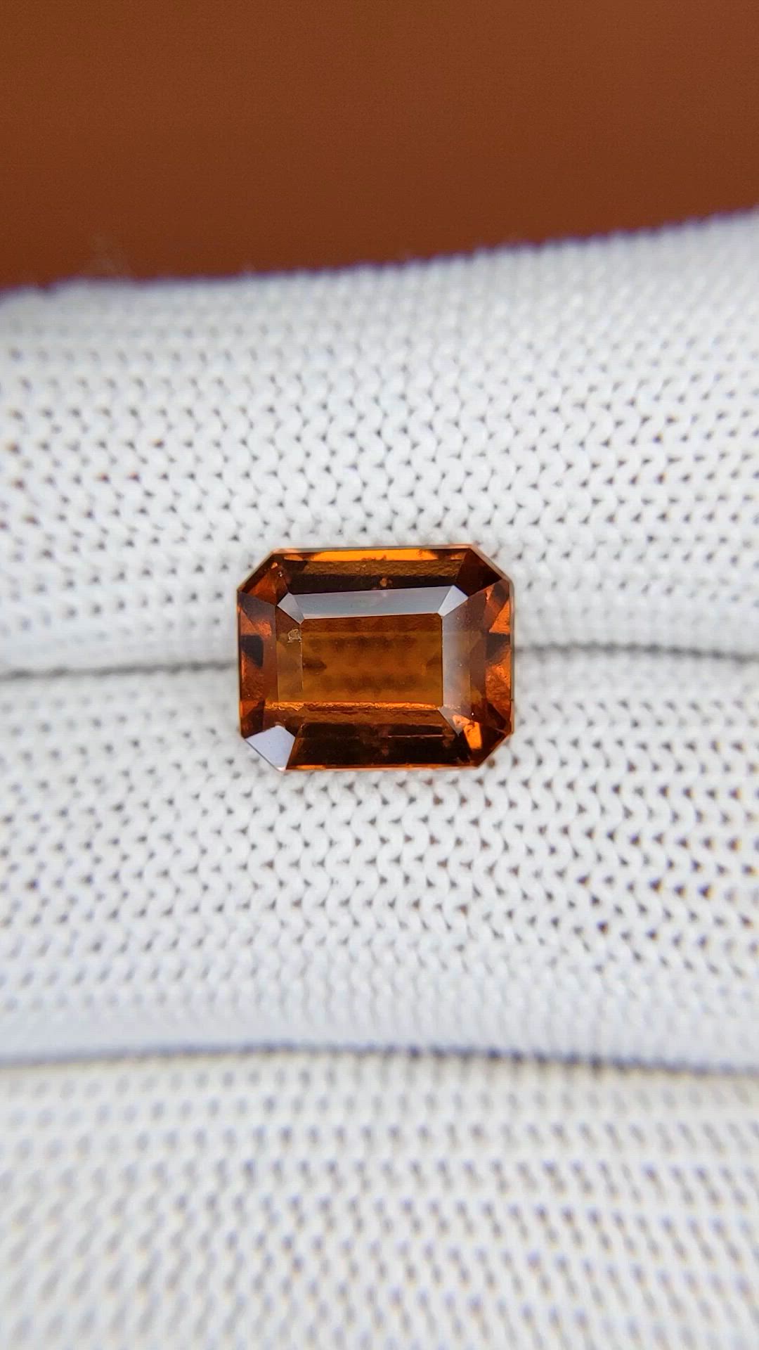 5.46 Ct. Reddish Orange Hessonite Garnet from Madagascar Size Video