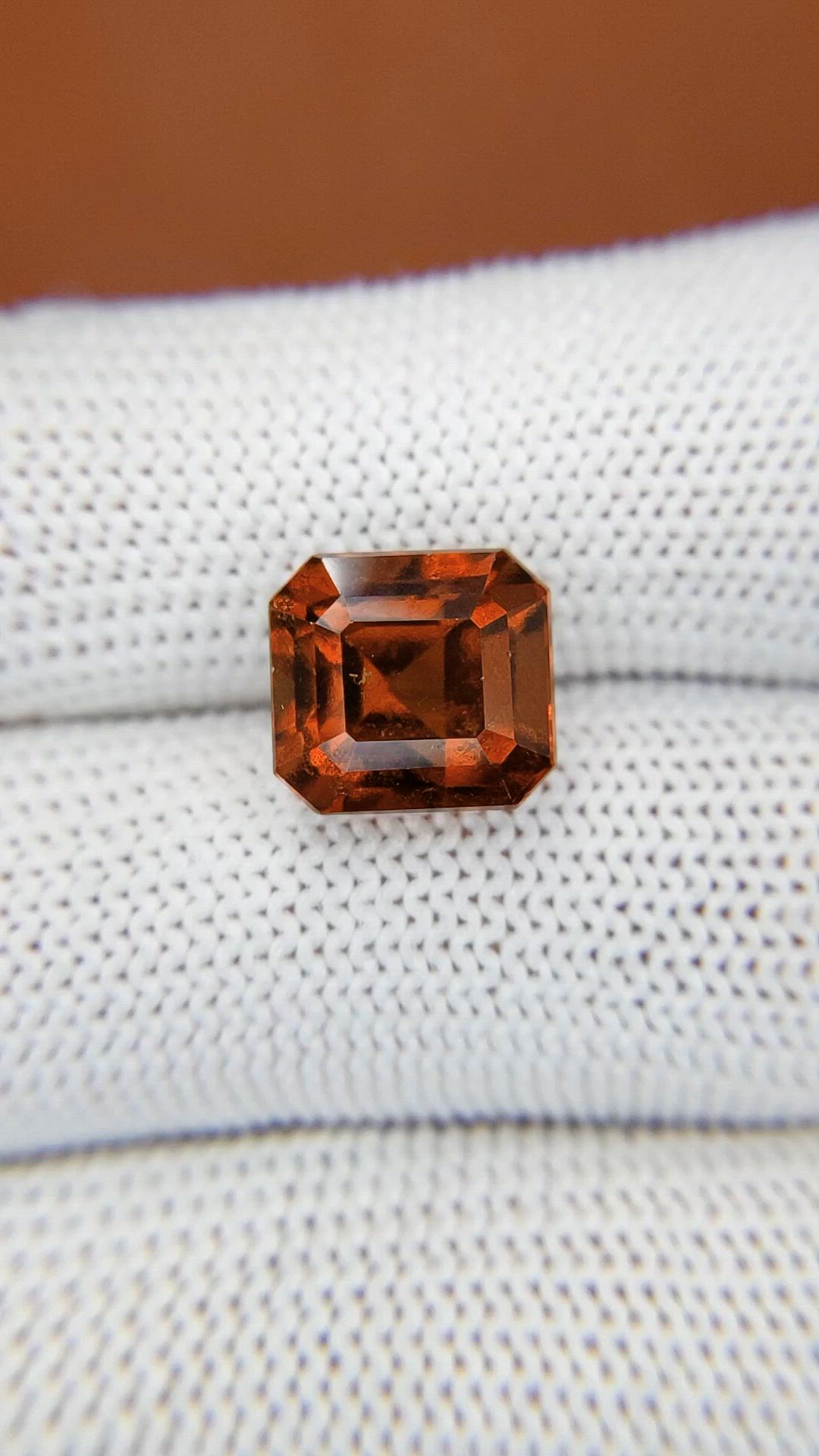 6.92 Ct. Reddish Orange Hessonite Garnet from Madagascar Size Video