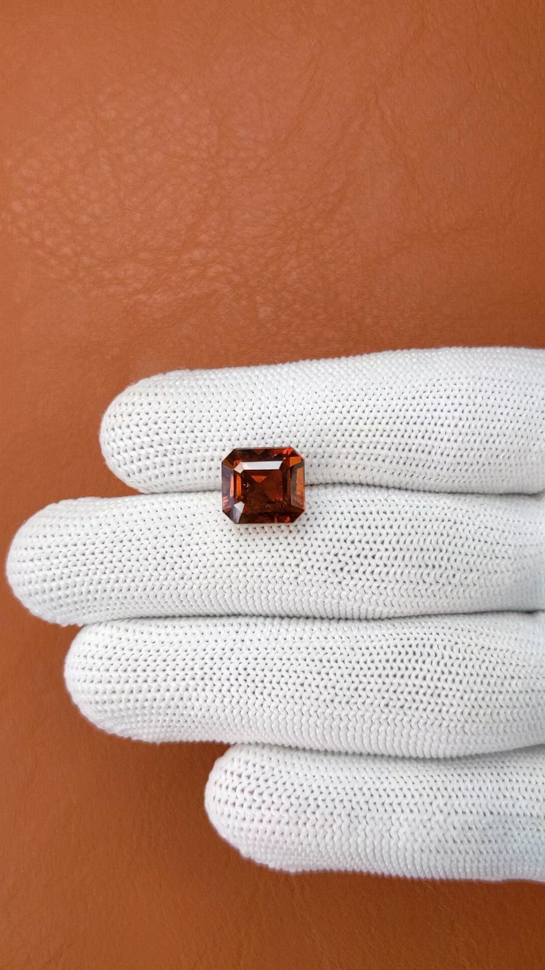 6.92 Ct. Reddish Orange Hessonite Garnet from Madagascar Size Video