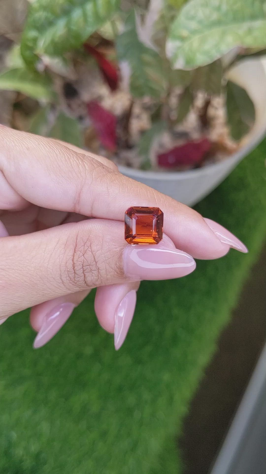 4.87 Ct. Reddish Orange Hessonite Garnet from Madagascar Size Video