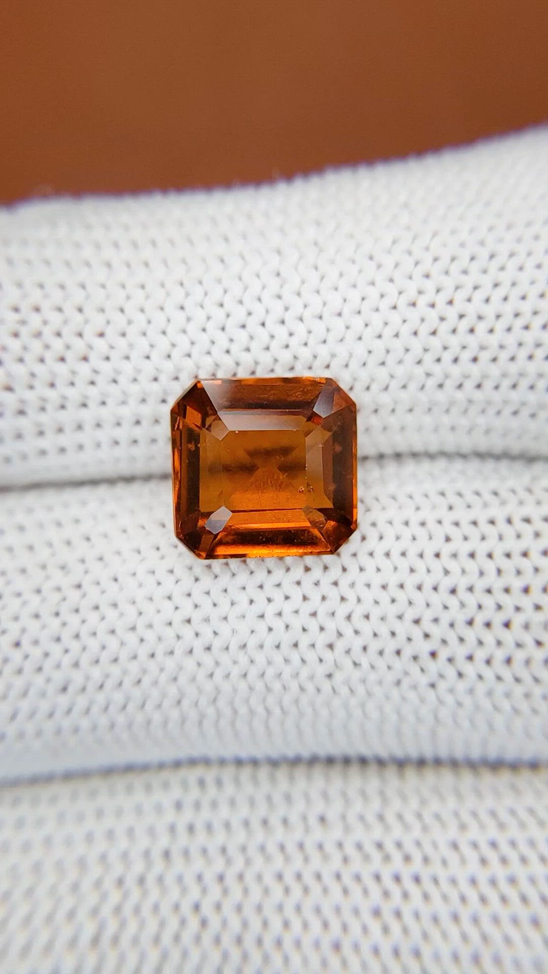 4.87 Ct. Reddish Orange Hessonite Garnet from Madagascar Size Video