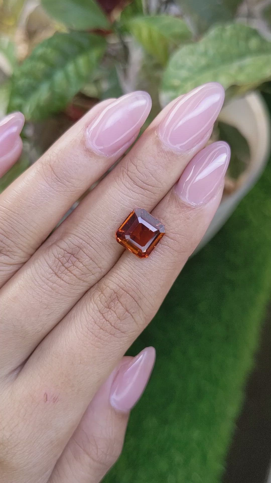 4.87 Ct. Reddish Orange Hessonite Garnet from Madagascar Size Video