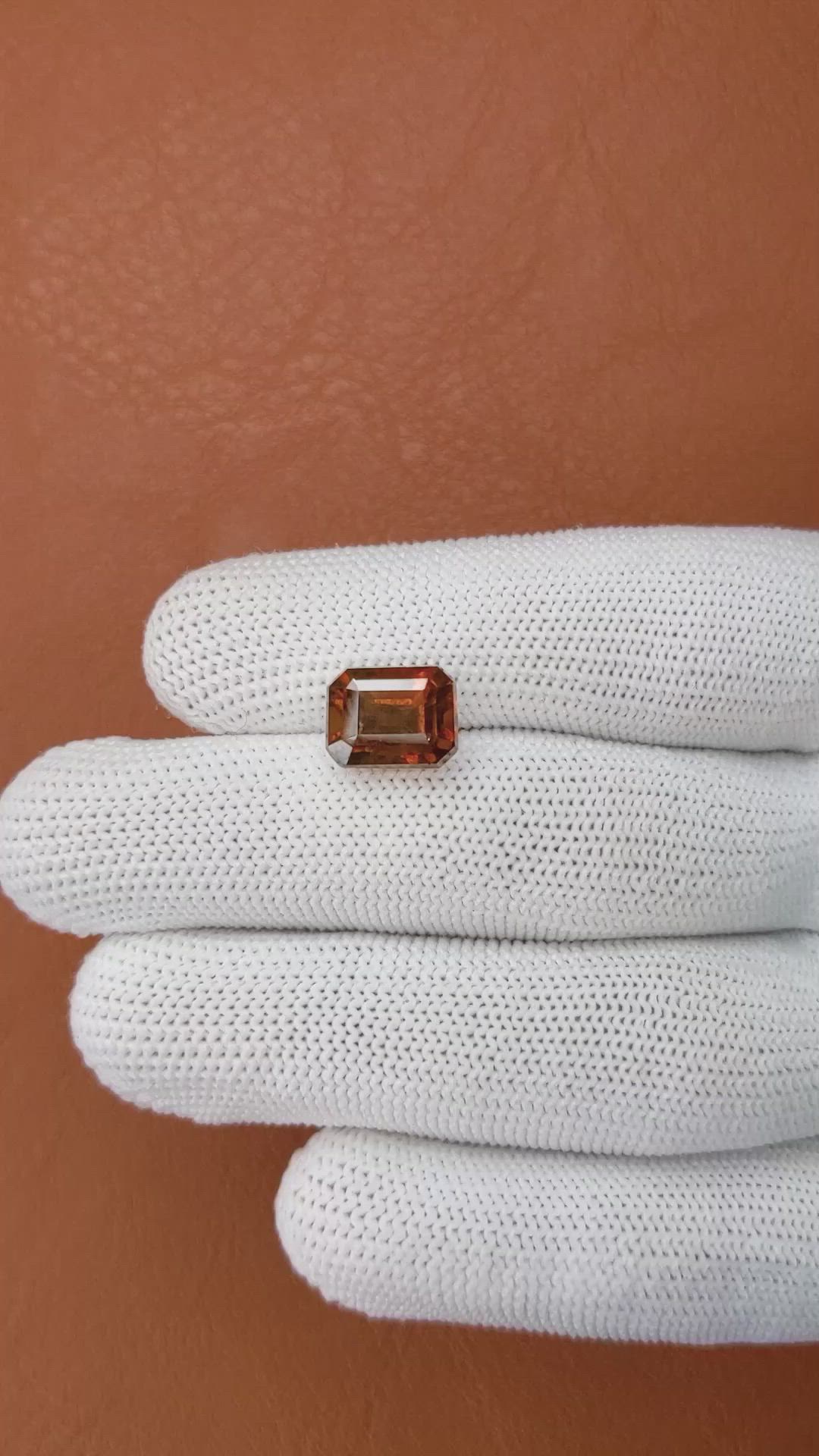 6.21 Ct. Reddish Orange Hessonite Garnet from Madagascar Size Video