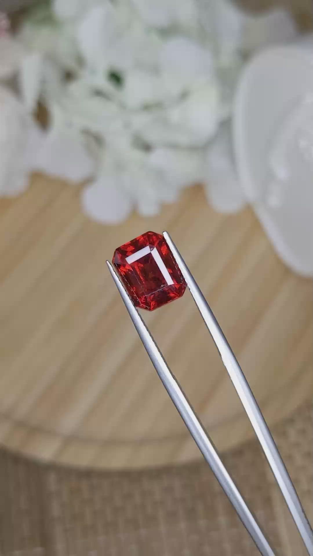 6.21 Ct. Reddish Orange Hessonite Garnet from Madagascar Size Video