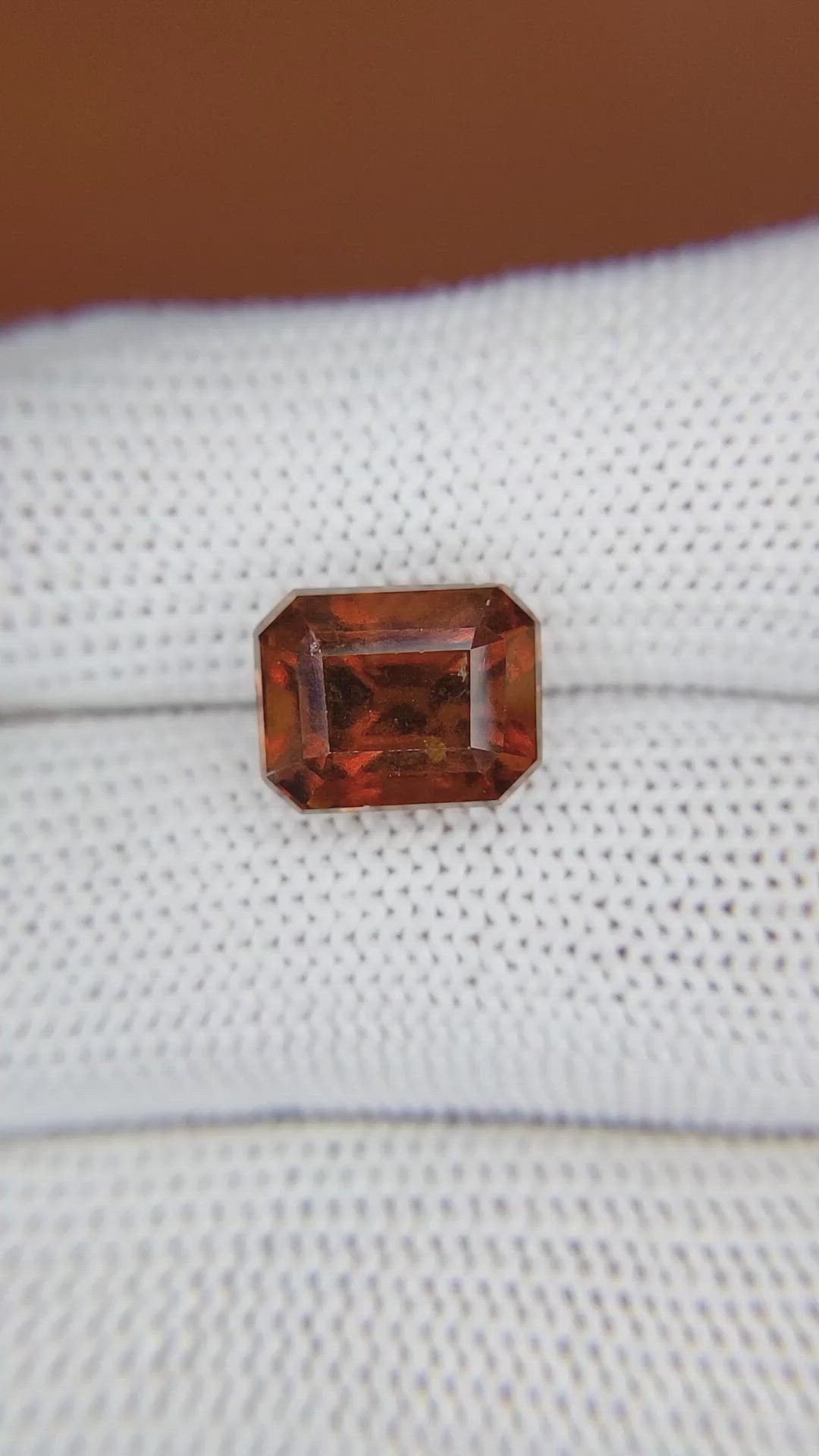 6.21 Ct. Reddish Orange Hessonite Garnet from Madagascar Size Video