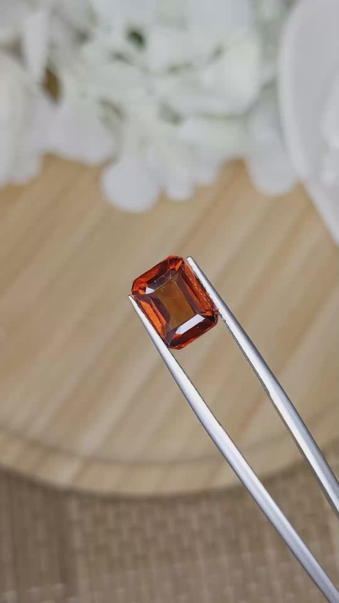 4.42 Ct. Orange Hessonite Garnet from Madagascar Size Video