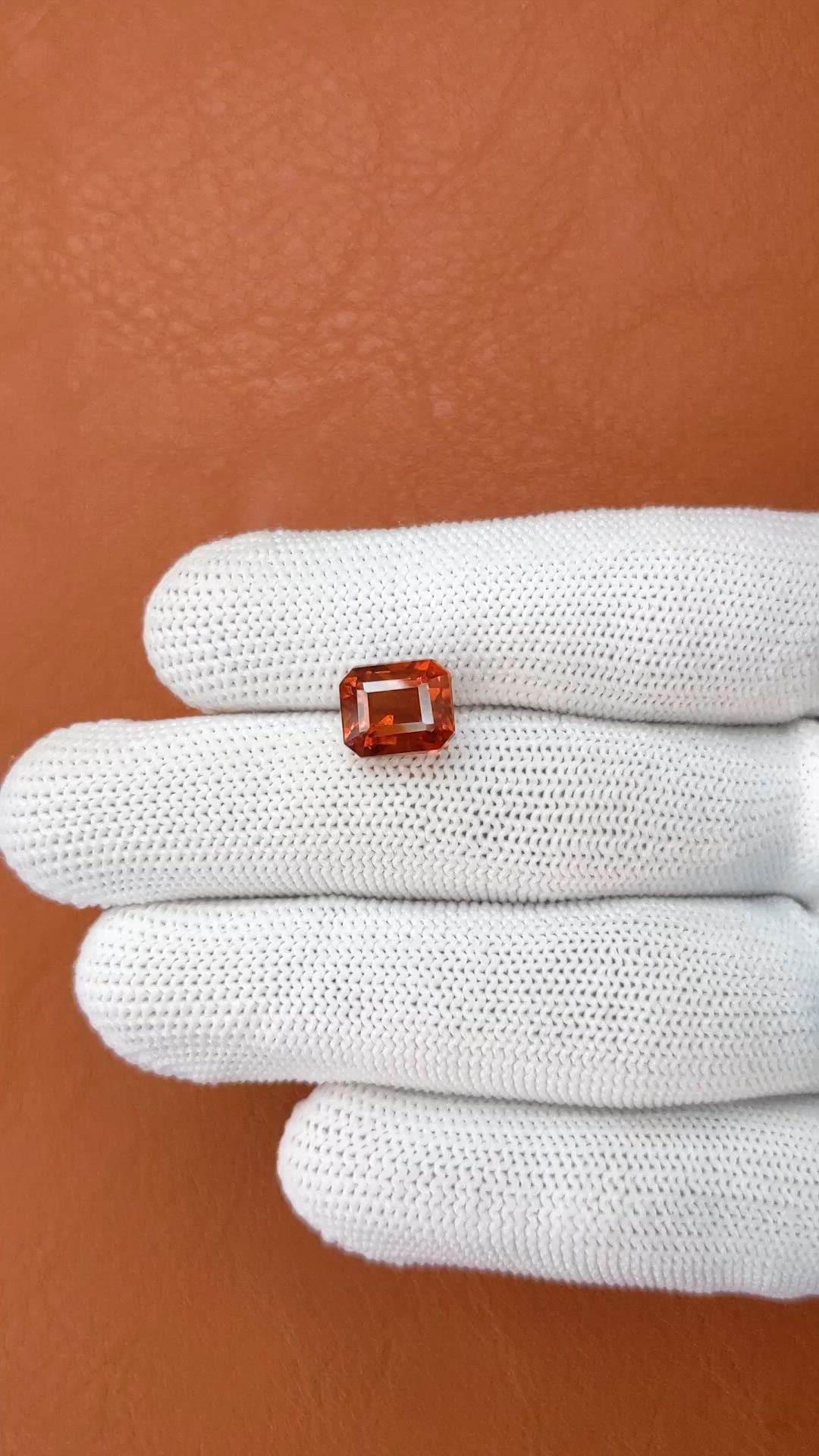 5.02 Ct. Reddish Orange Hessonite Garnet from Madagascar Size Video
