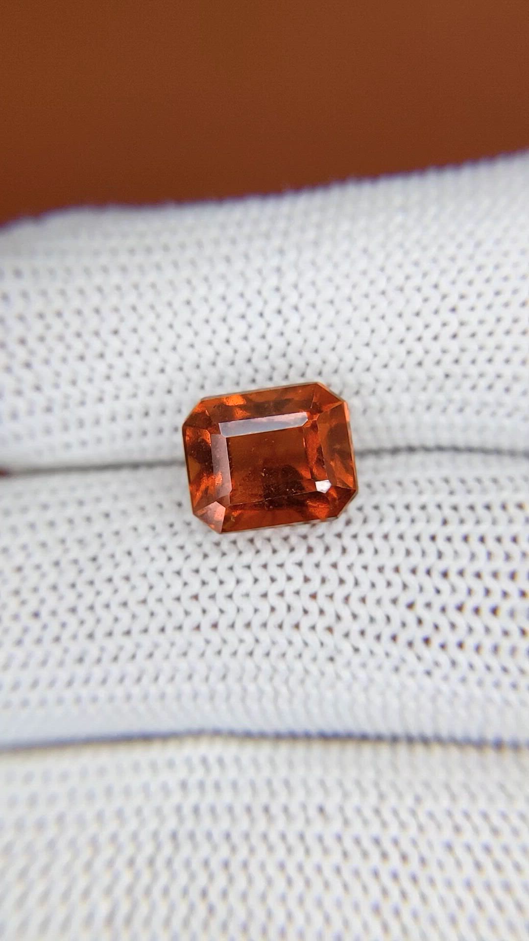 5.02 Ct. Reddish Orange Hessonite Garnet from Madagascar Size Video