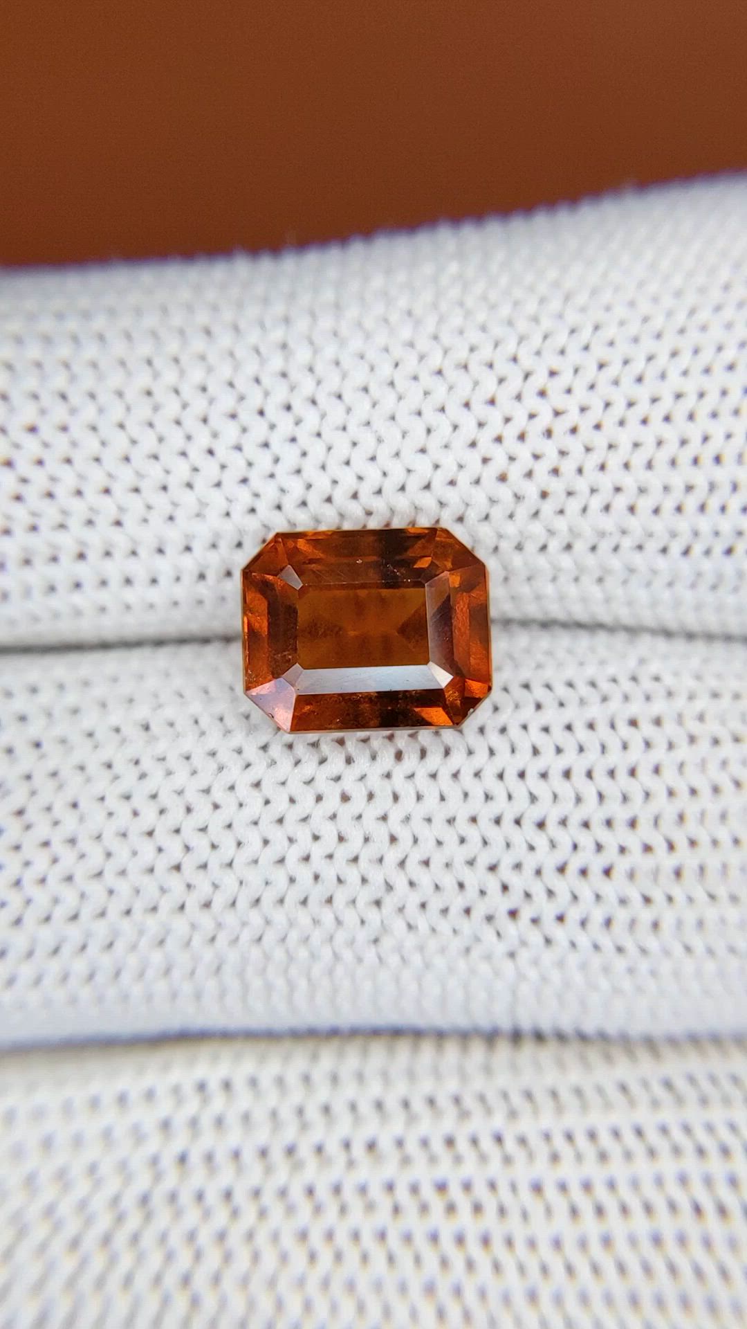 4.27 Ct. Reddish Orange Hessonite Garnet from Madagascar Size Video