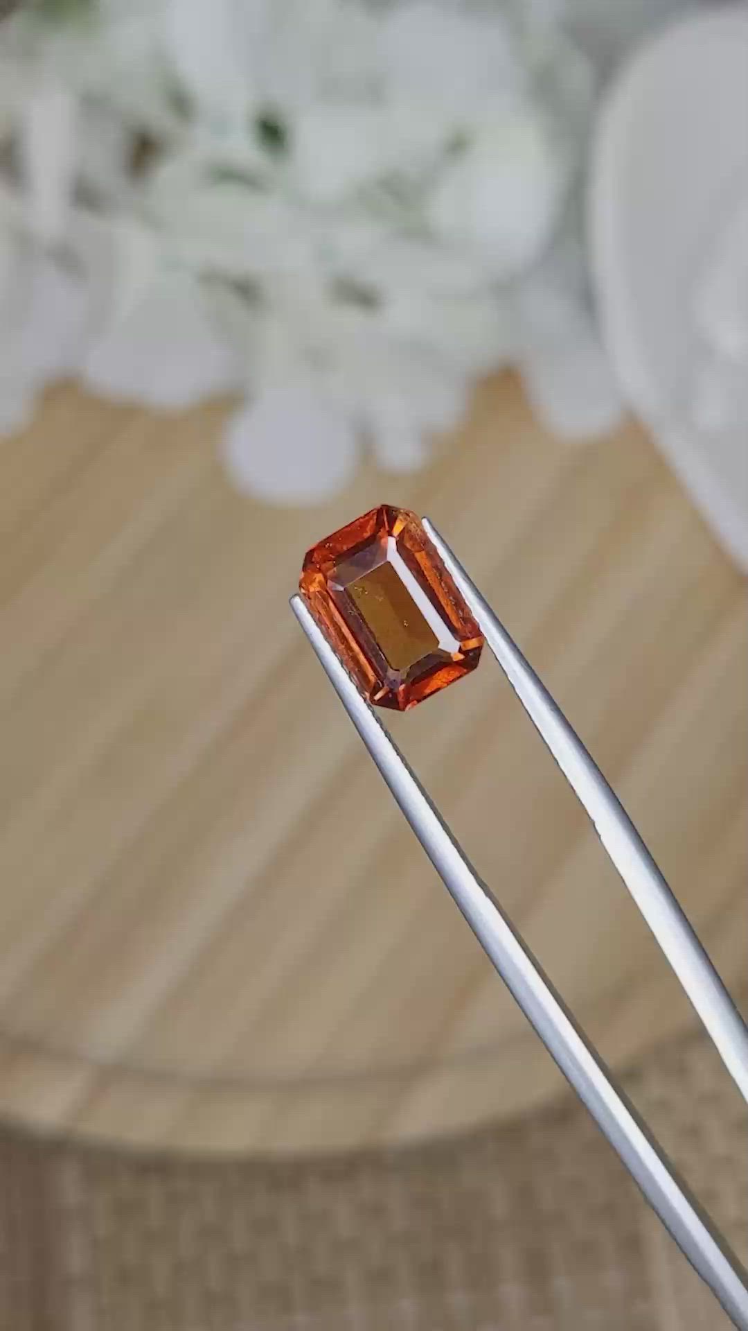 4.03 Ct. Reddish Orange Hessonite Garnet from Madagascar Size Video