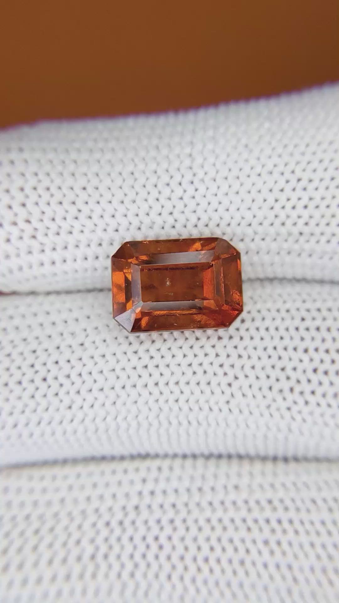 6.61 Ct. Reddish Orange Hessonite Garnet from Madagascar Size Video
