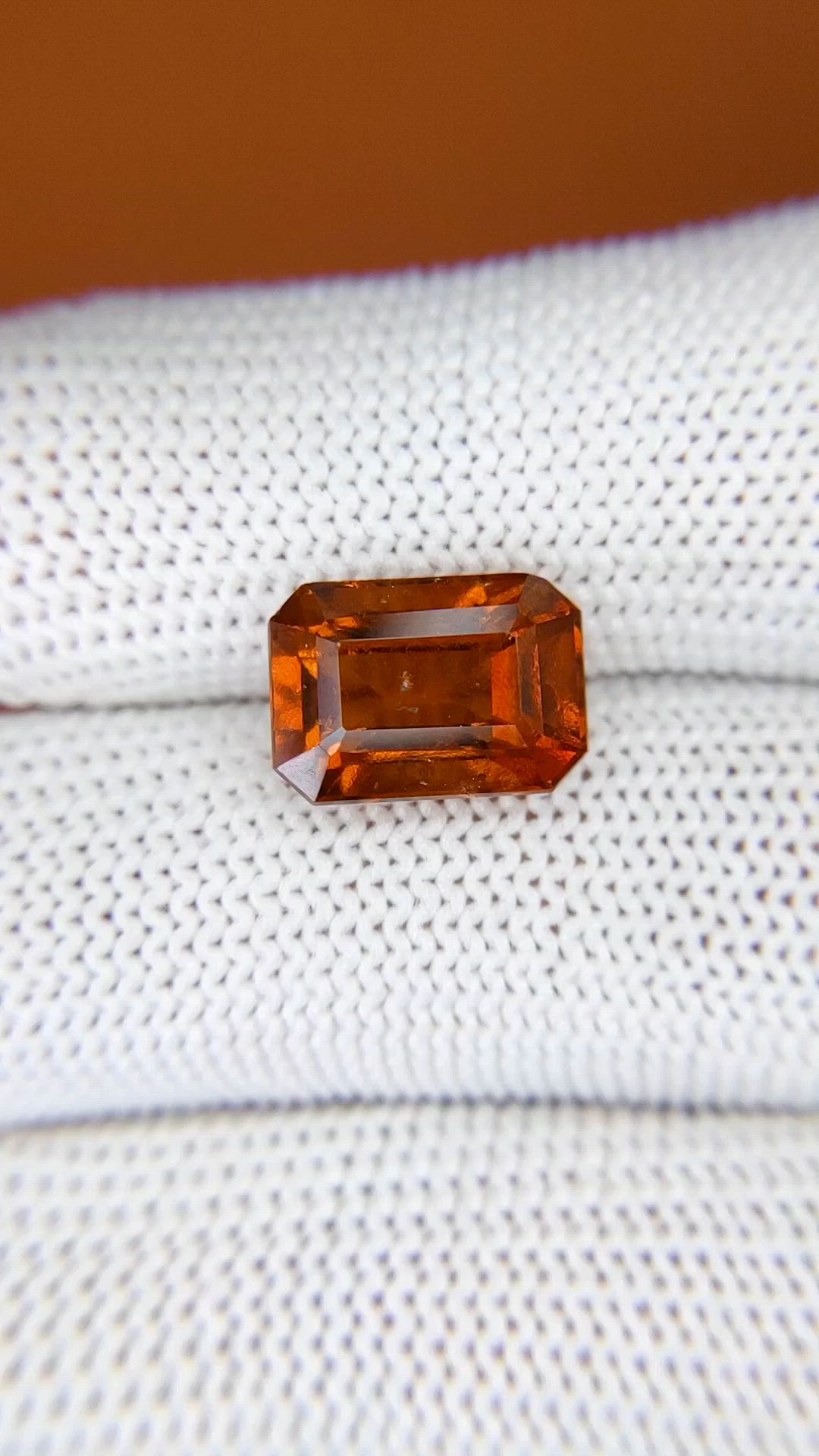 6.06 Ct. Reddish Orange Hessonite Garnet from Madagascar Size Video