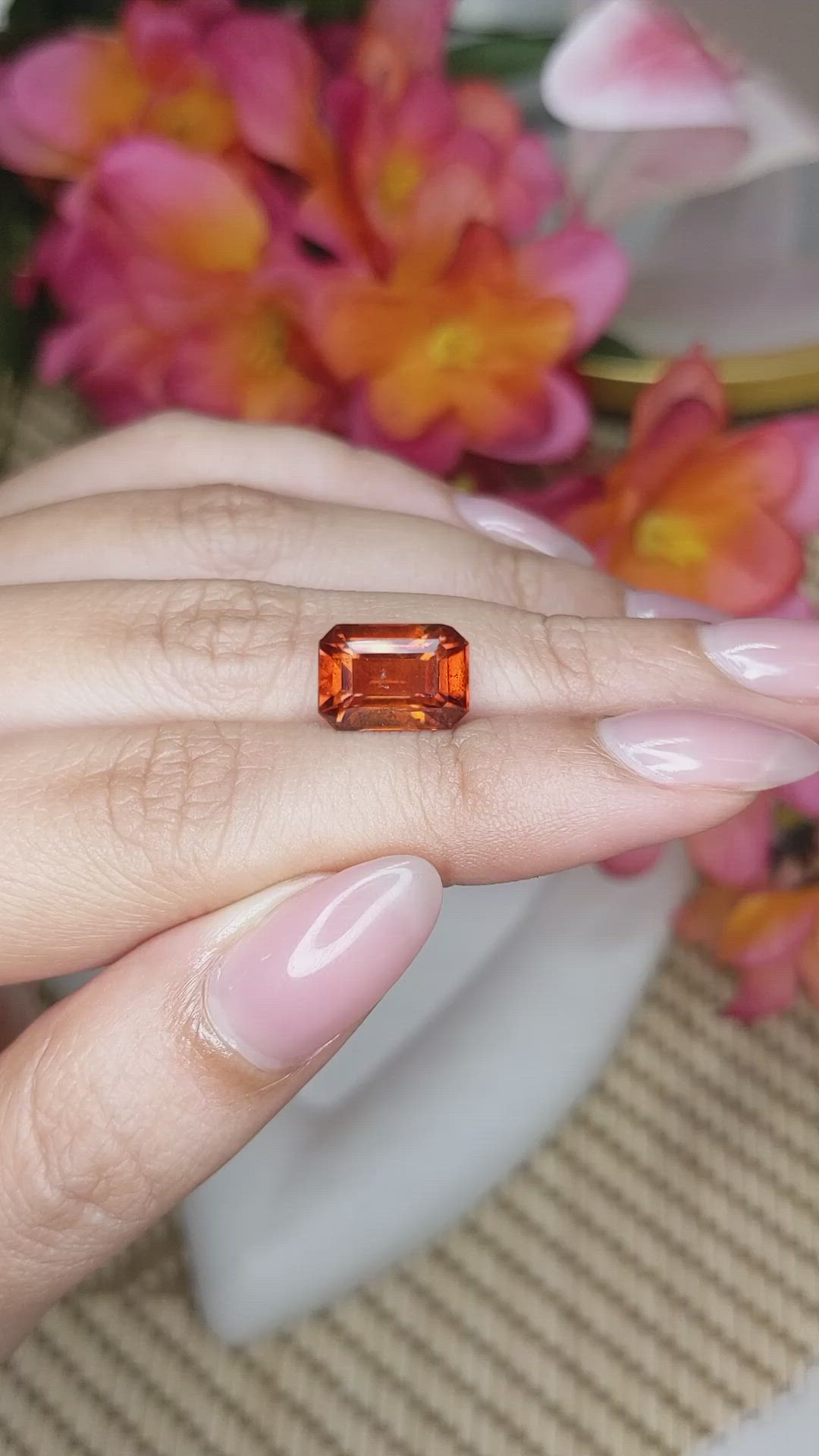 6.06 Ct. Reddish Orange Hessonite Garnet from Madagascar Size Video
