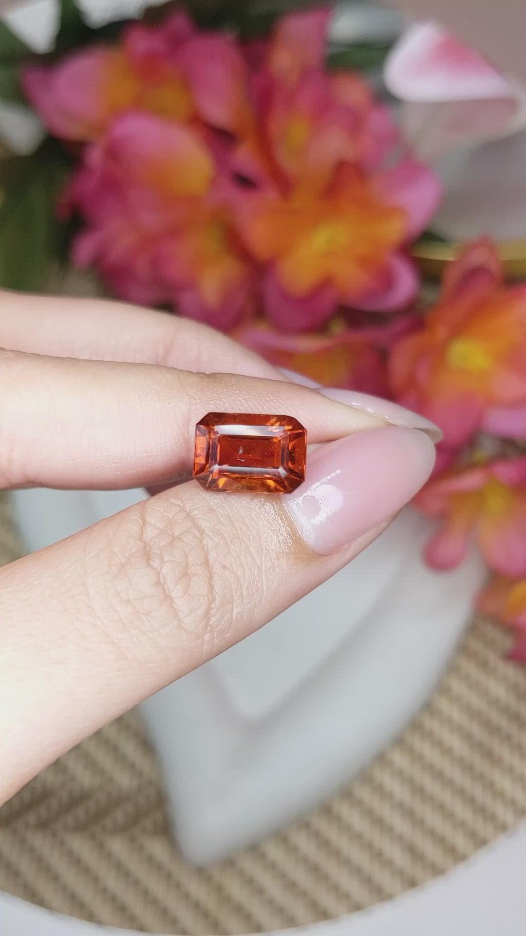 6.06 Ct. Reddish Orange Hessonite Garnet from Madagascar Size Video
